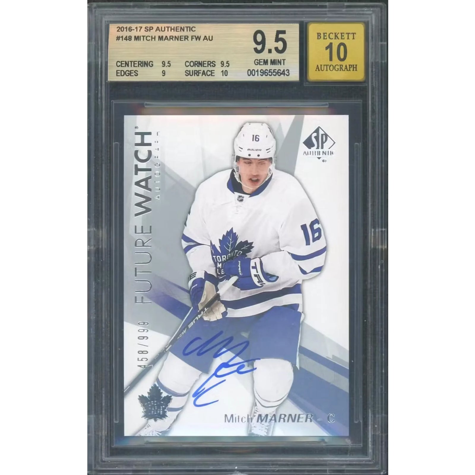 Mitch Marner Signed 2016-17 SP Authentic Future Watch Card | BGS 9.5