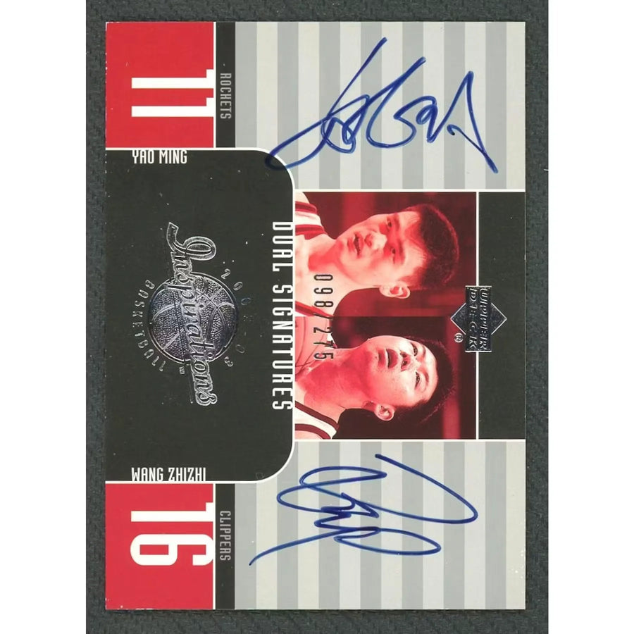 Yao Ming Wang Zhizhi Signed 2002-03 Upper Deck Inspirations Rookie Card | Dual Auto