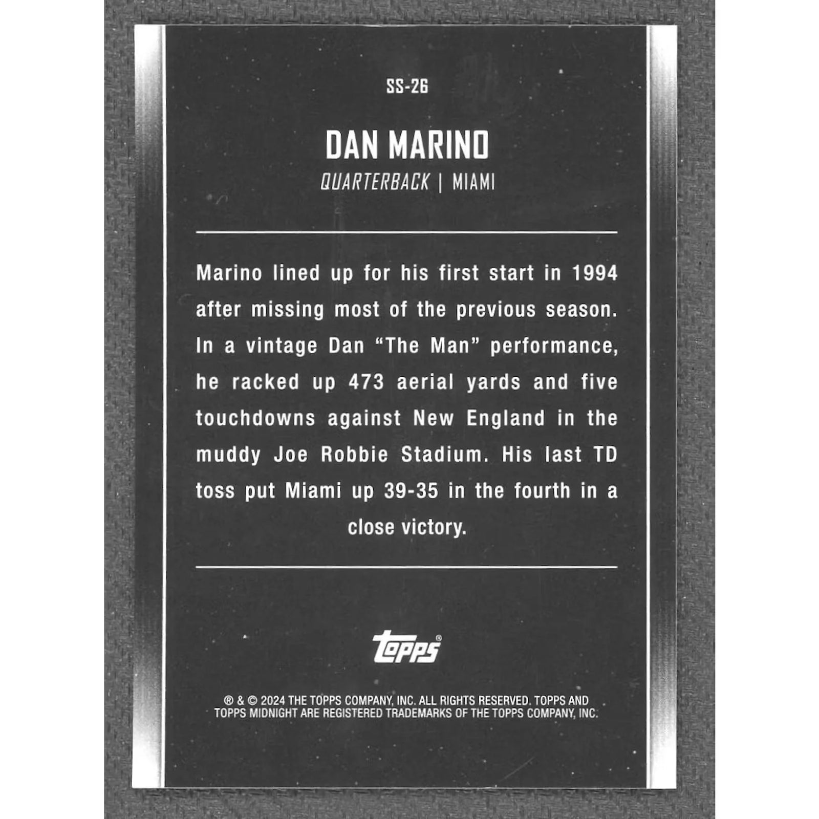 Dan Marino 2024 Topps Midnight Star Studded Card | 1/1