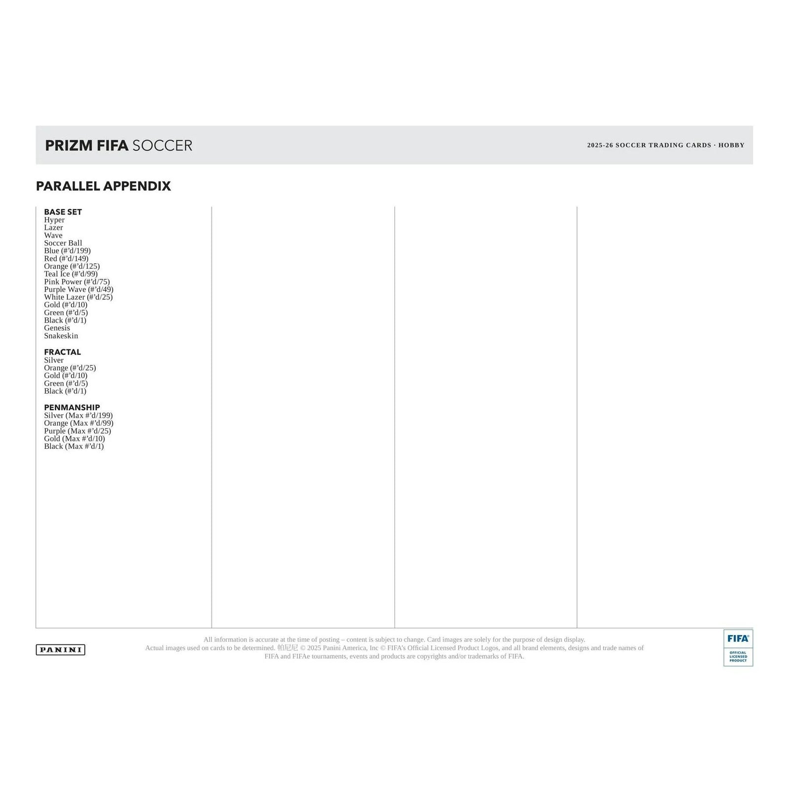 DRAFT - New 2025/26 Panini Prizm FIFA Soccer Hobby 12-Box Case