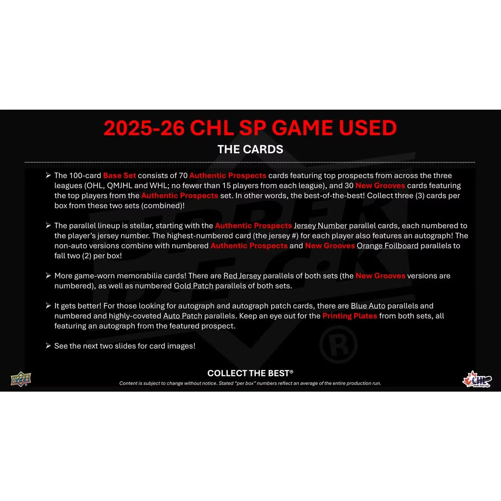 2025-26 Upper Deck CHL SP Game Used Hockey Hobby Box | Presell (Ships Sealed Only)