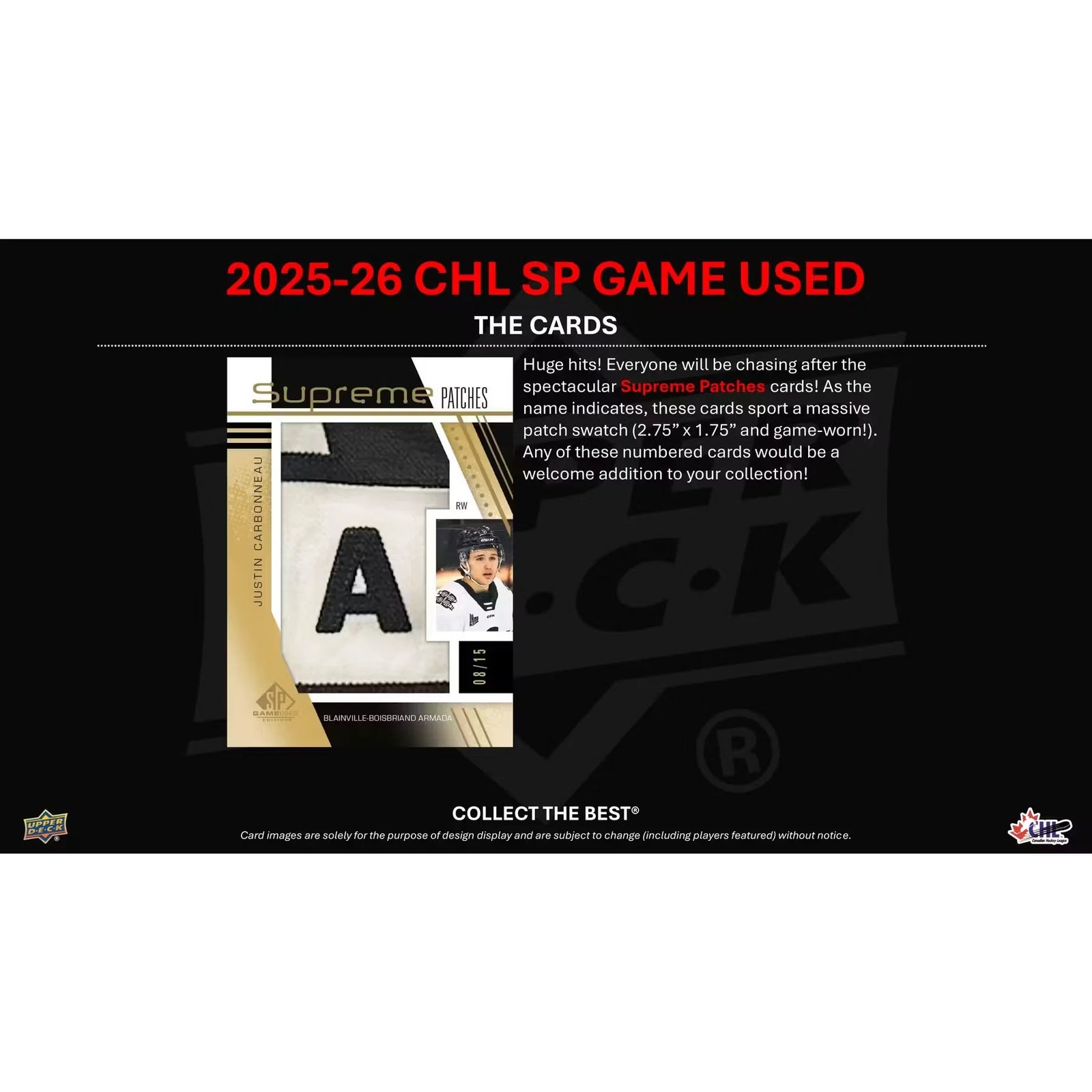 2025-26 Upper Deck CHL SP Game Used Hockey Hobby 20-Box Case | Presell (Ships Sealed Only)