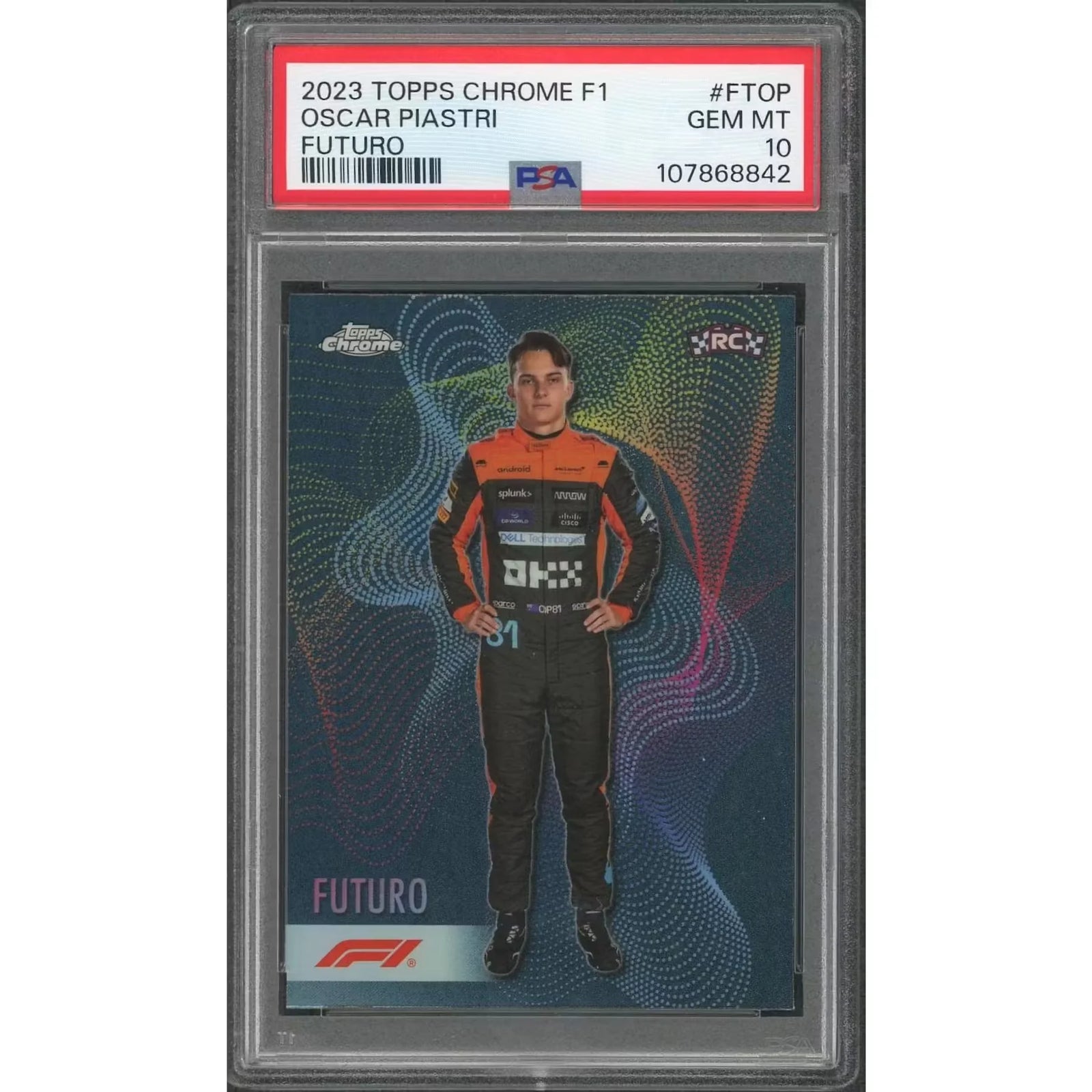 Oscar Piastri Signed 2023 Topps Chrome F1 Futuro Rookie | PSA 10
