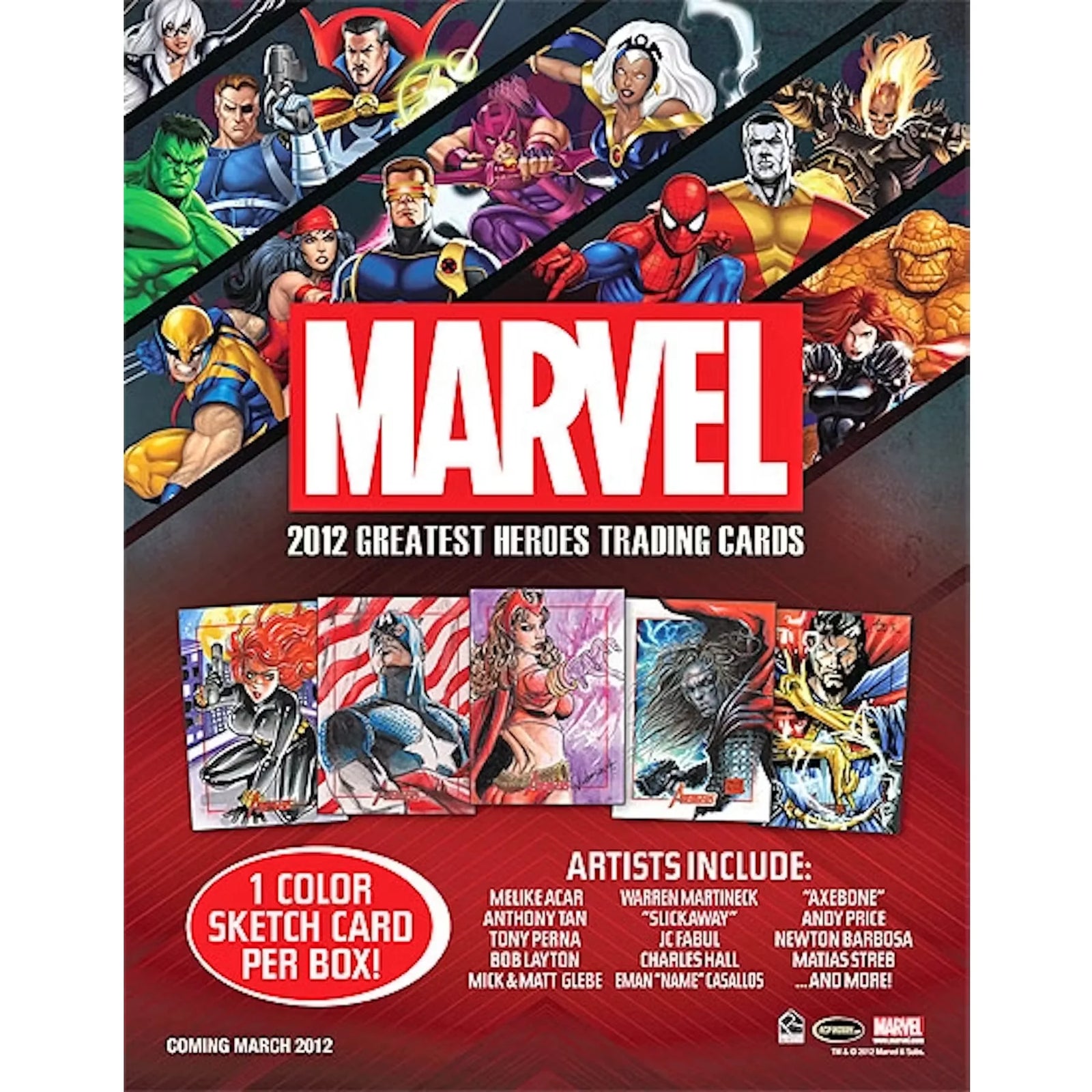 2012 Rittenhouse Marvel Greatest Heroes Trading Card Box | Sketch Card Insert (Ships Sealed Only)