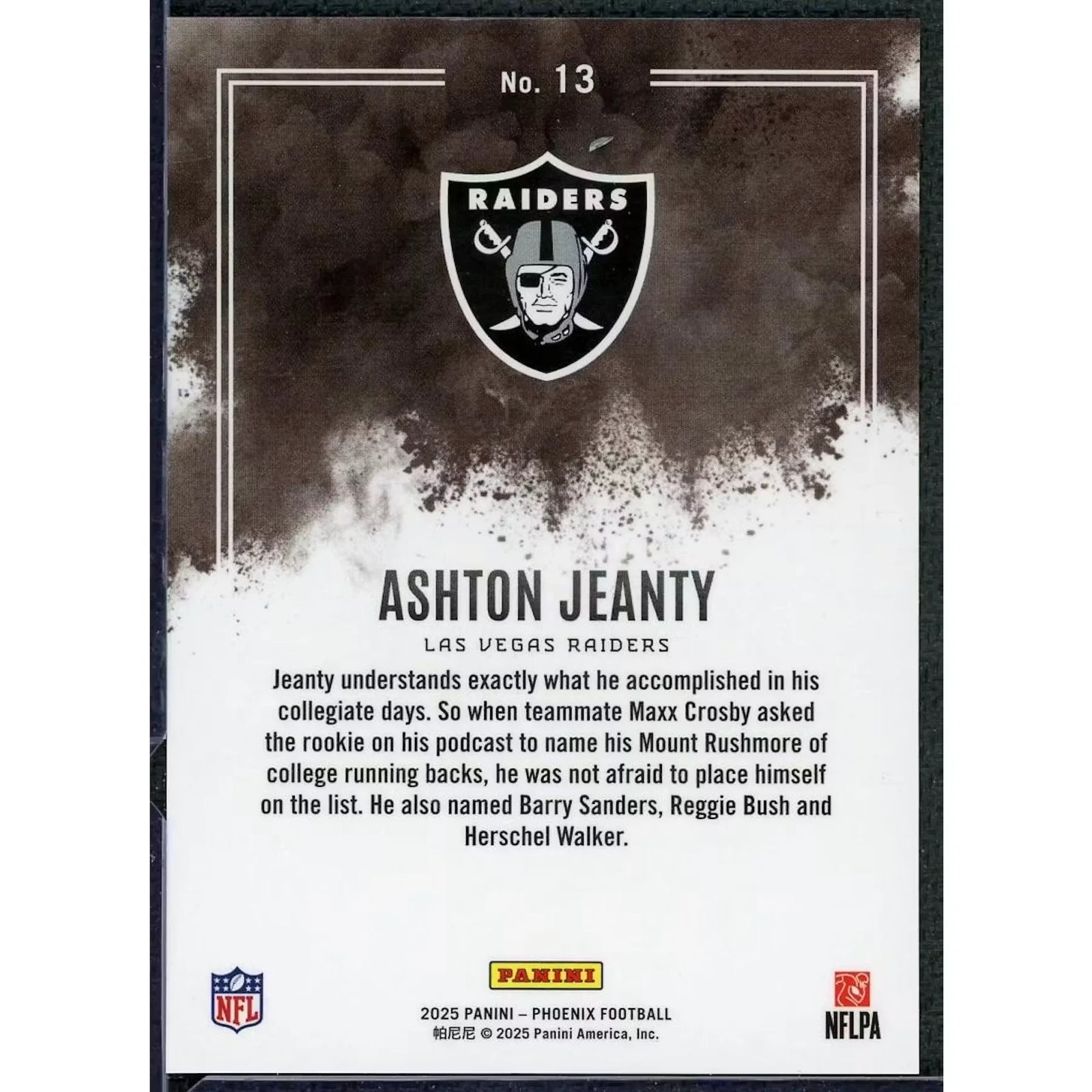 Ashton Jeanty 2025 Panini Phoenix Color Blast Rookie #13