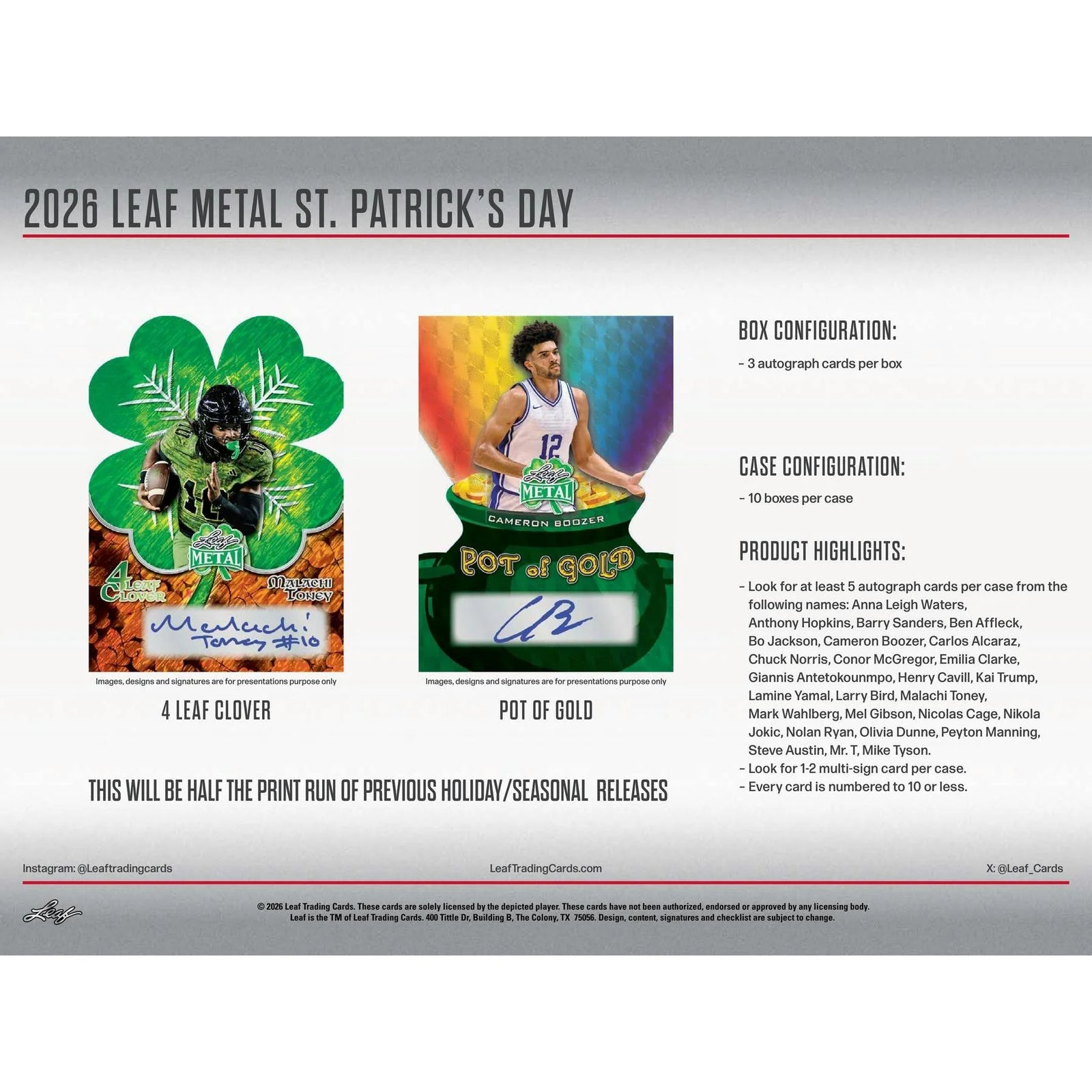 DRAFT - 2026 Leaf Metal St. Patrick's Day Hobby Box