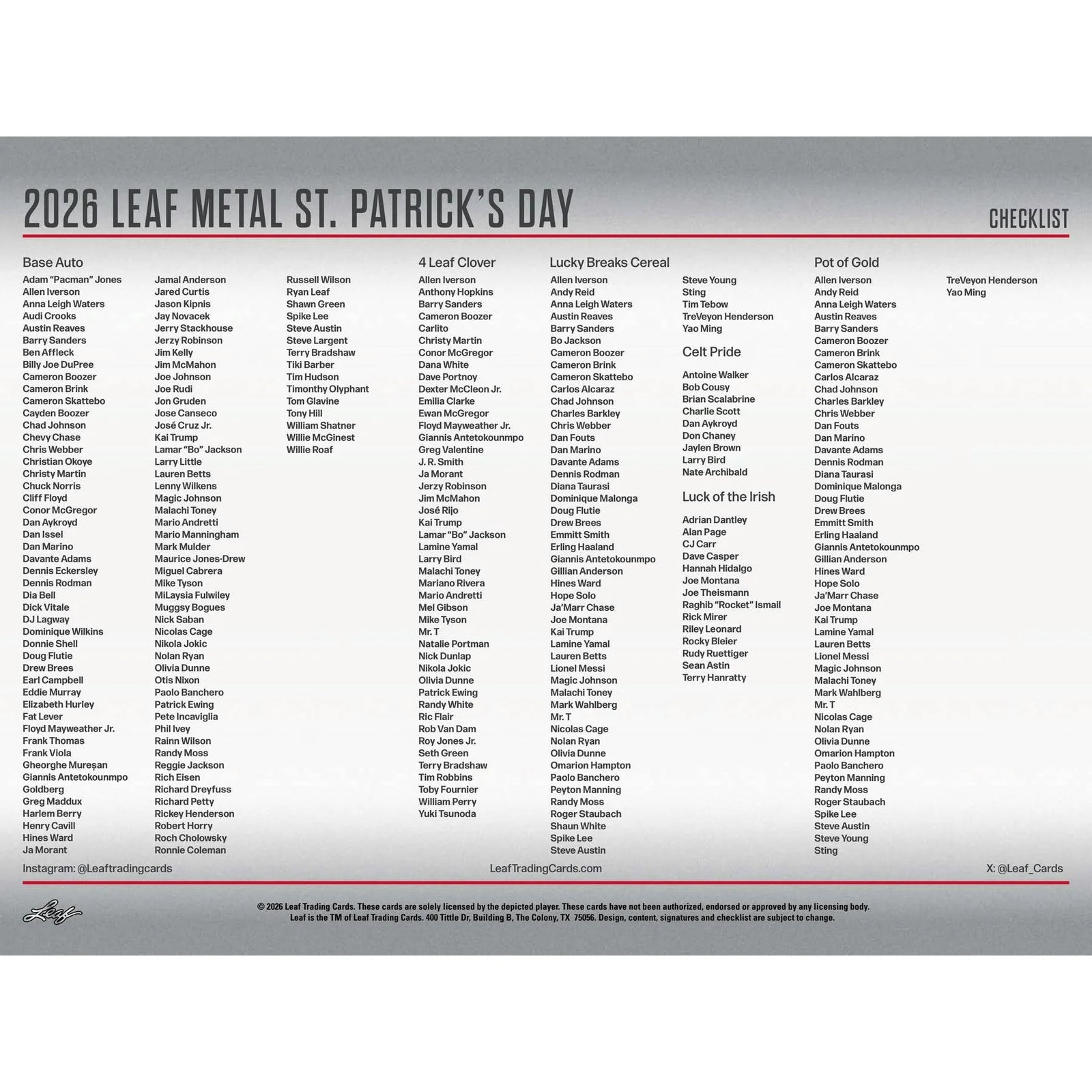 DRAFT - 2026 Leaf Metal St. Patrick's Day Hobby 10-Box Case | SKU BVE00QFCLV