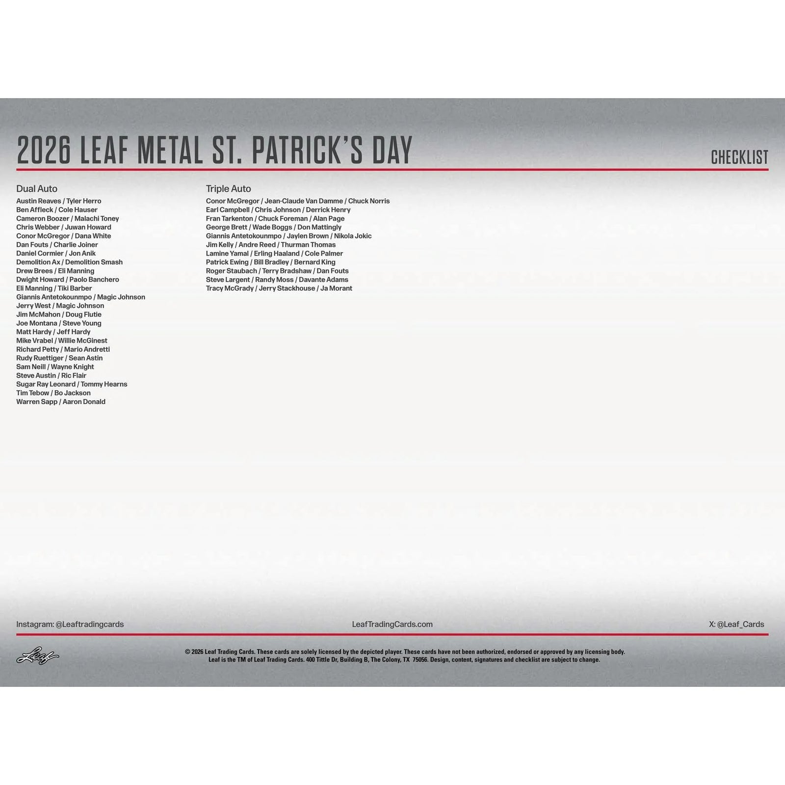 DRAFT - 2026 Leaf Metal St. Patrick's Day Hobby 10-Box Case | SKU BVE00QFCLV