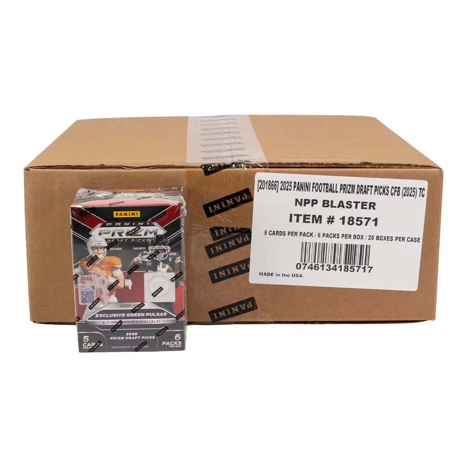 DRAFT - 2025 Panini Prizm Draft Picks Football Blaster 20-Box Case | Green Pulsar