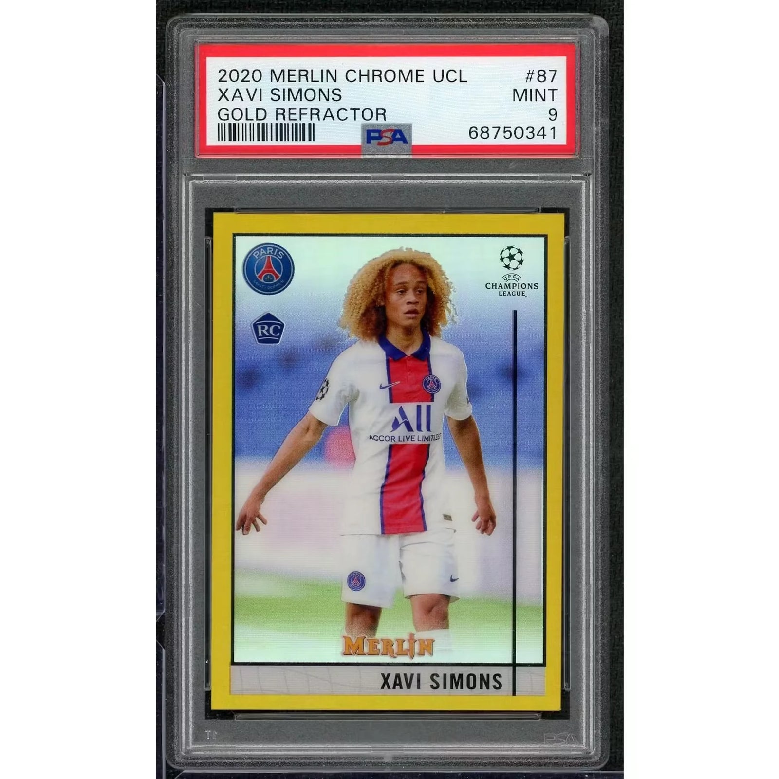 Xavi Simons 2020 Topps Merlin Chrome Gold Rookie #87 | PSA 9