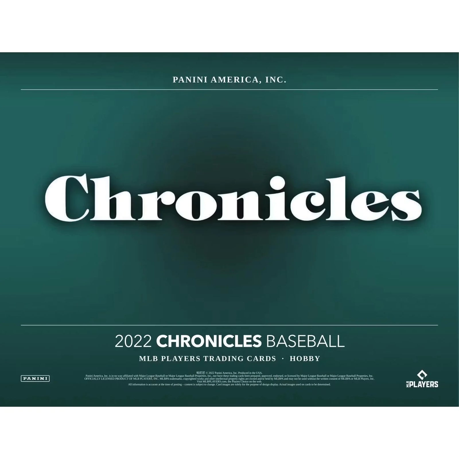 2022 Panini Chronicles Baseball Hobby 16-Box Case (Ships Sealed Only)
