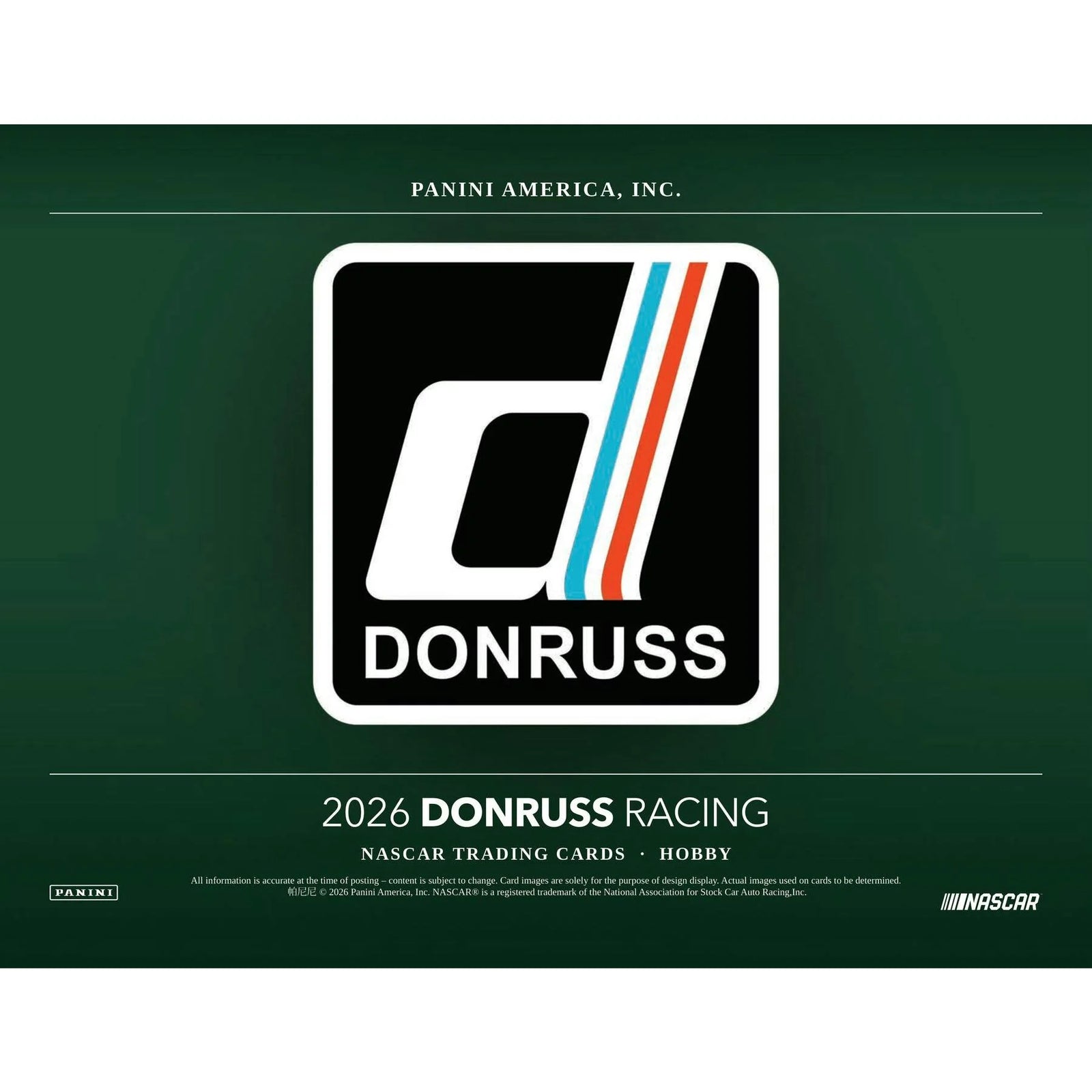 DRAFT - 2026 Panini Donruss NASCAR Racing Hobby Box | dacardworld:BVE90S7D9N
