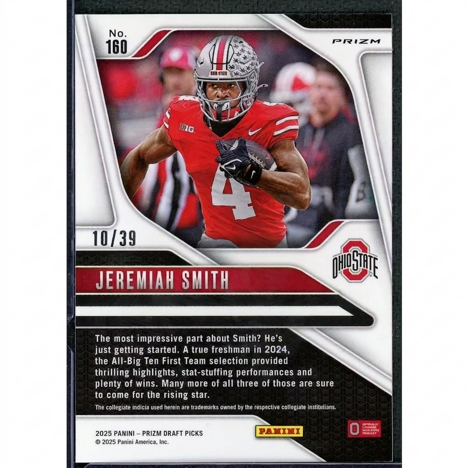 Jeremiah Smith 2025 Panini Prizm Draft Picks Orange Finite #160