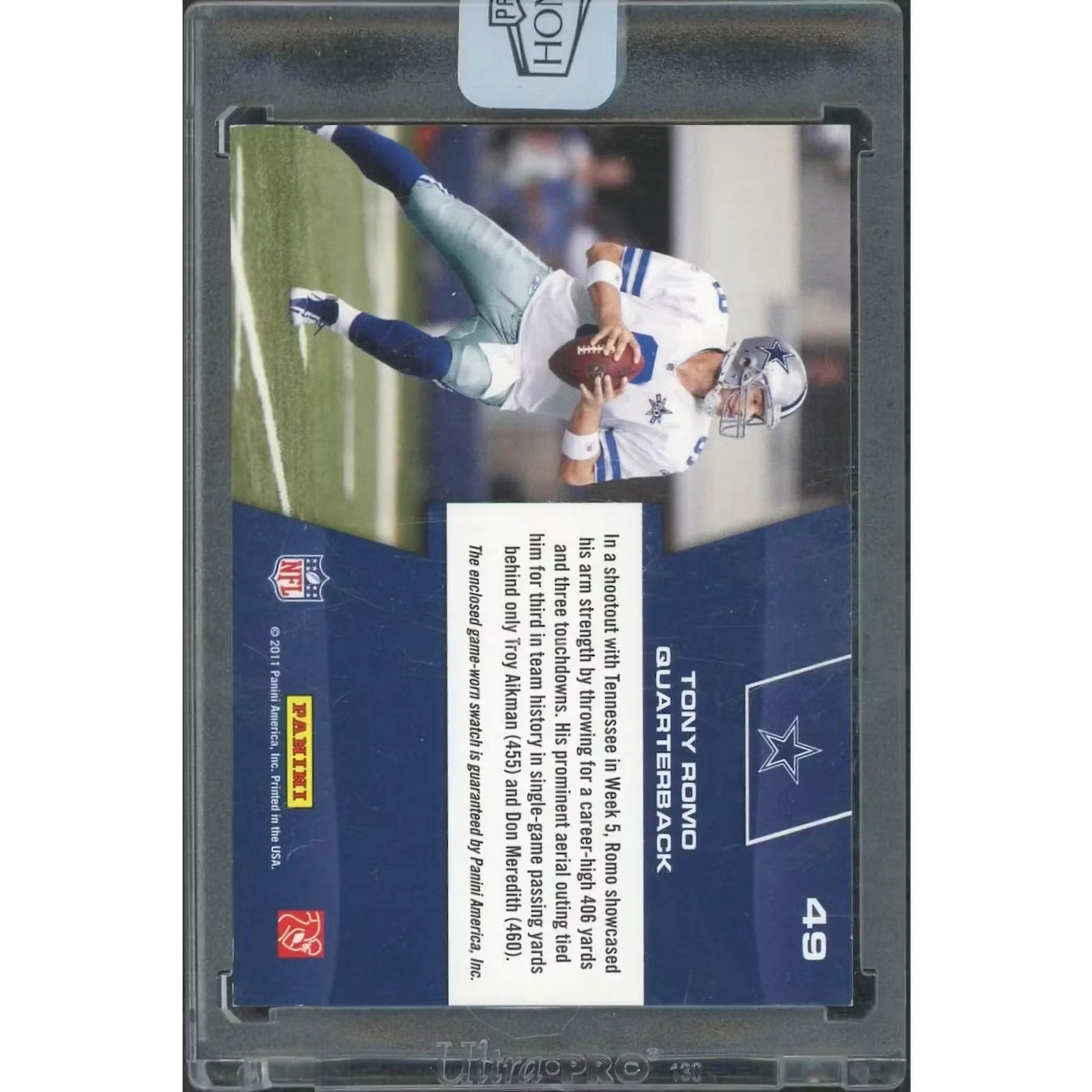 Tony Romo Signed 2011 Prestige Patch Card | 2016 Panini NFL Honors #49/5