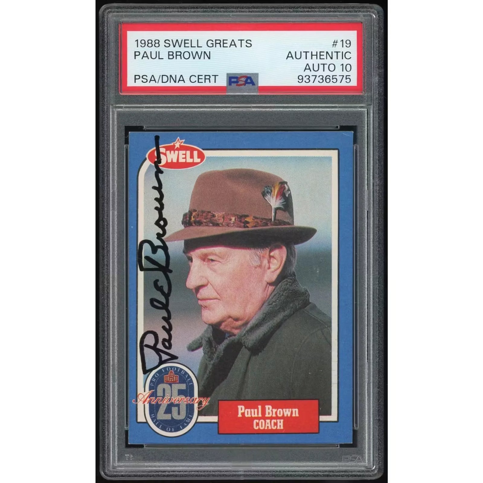 Paul Brown Signed 1988 Swell Greats #19 Card | PSA Auto 10