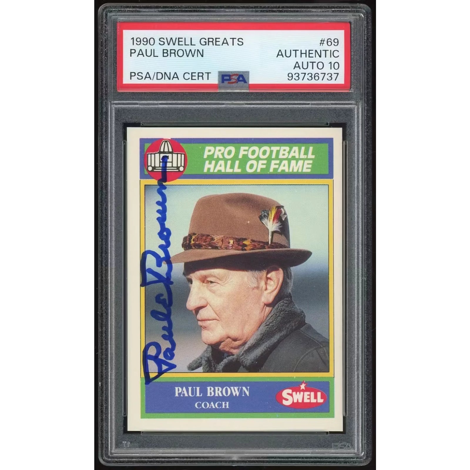 Paul Brown 1990 Swell Greats #69 Card | PSA Auto 10