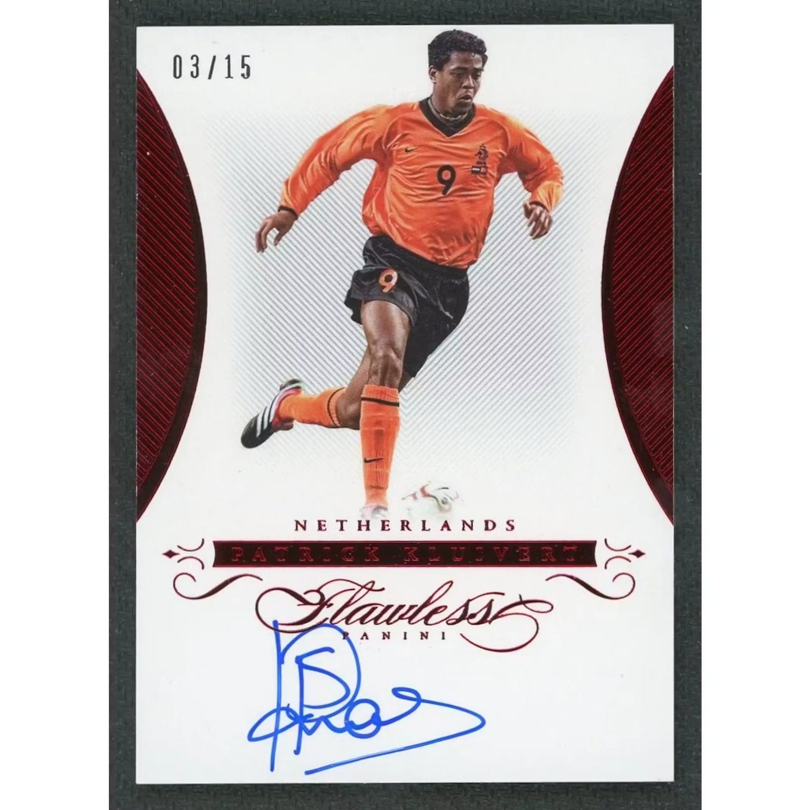 Patrick Kluivert Signed 2015-16 Panini Flawless Ruby Card |/15