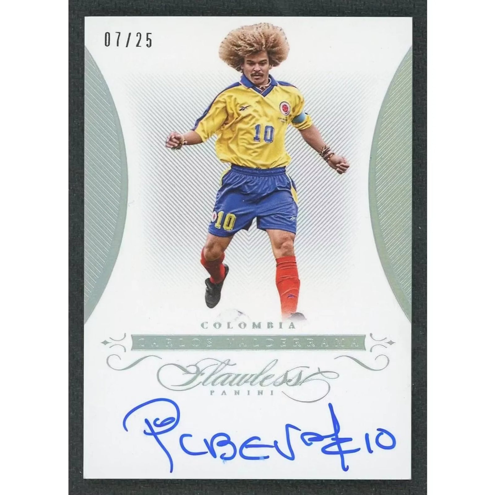 Carlos Valderrama Signed 2015-16 Panini Flawless Card | Auto/25