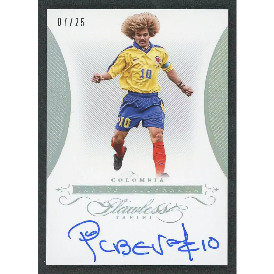 Carlos Valderrama Signed 2015-16 Panini Flawless Card | Auto/25