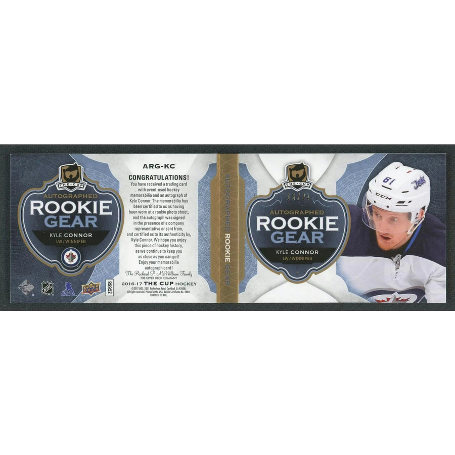 Kyle Connor Signed 2016-17 Upper Deck The Cup Rookie Gear Booklet
