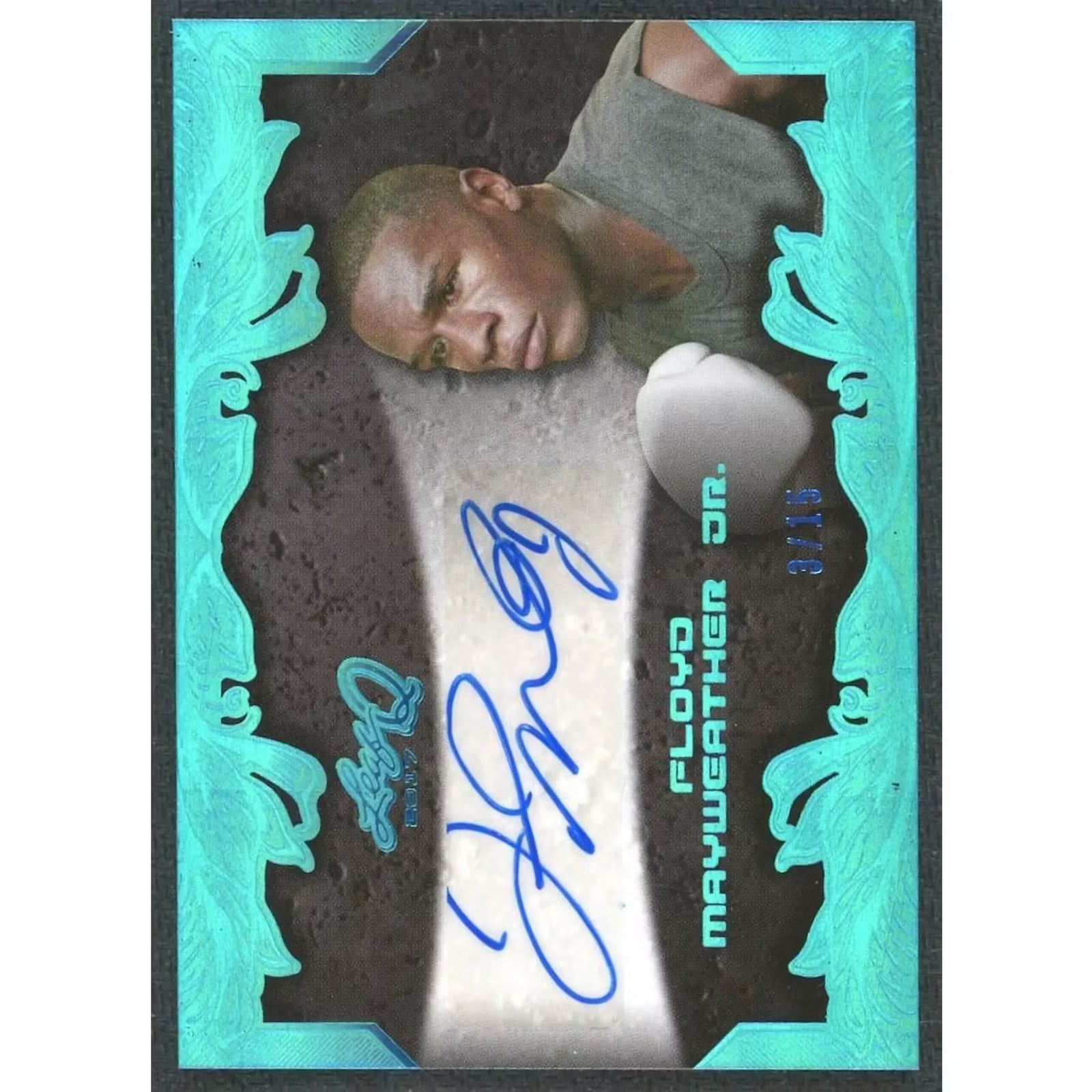 Floyd Mayweather Jr. Signed 2017 Leaf Q Card | Blue Auto/15