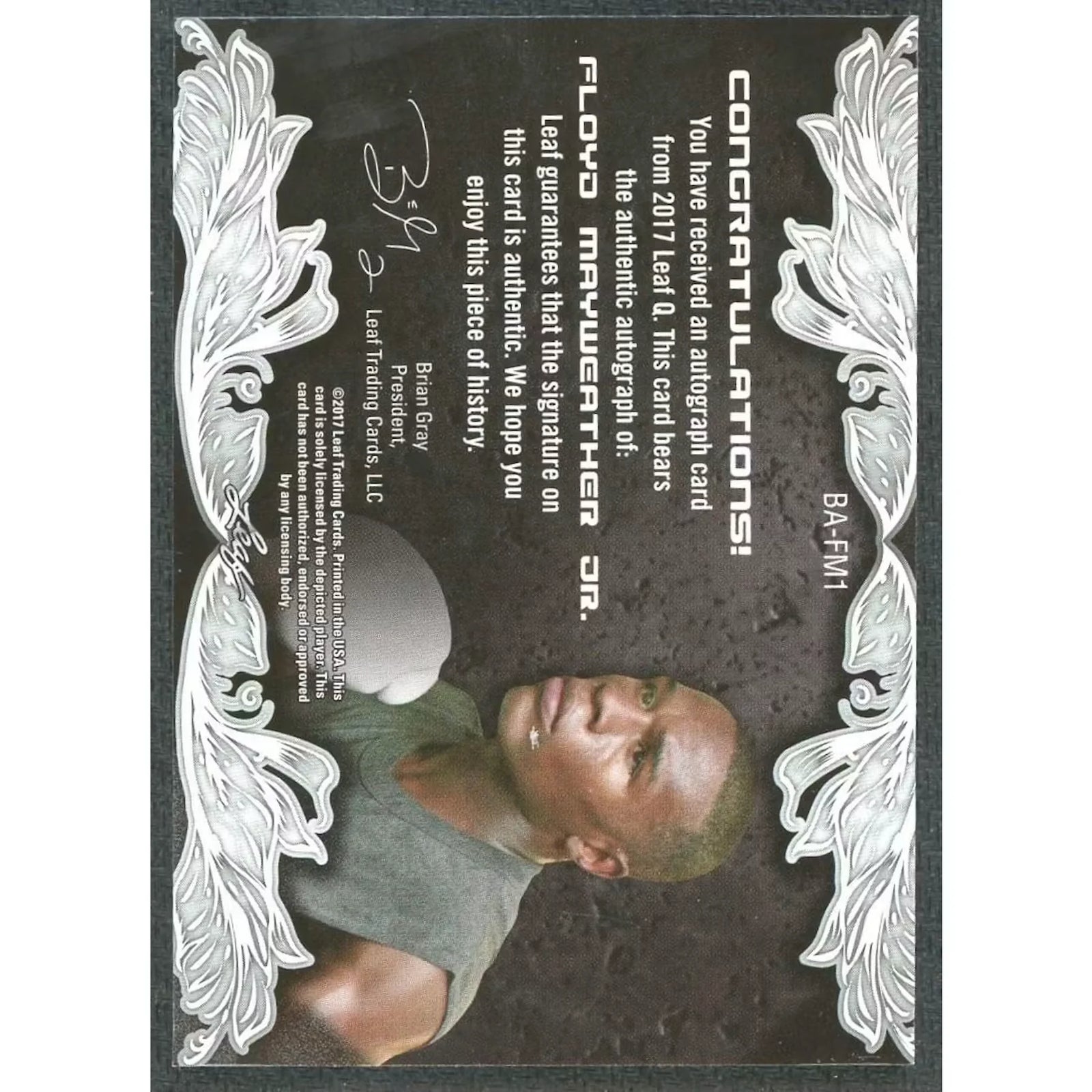 Floyd Mayweather Jr. Signed 2017 Leaf Q Card | Blue Auto/15