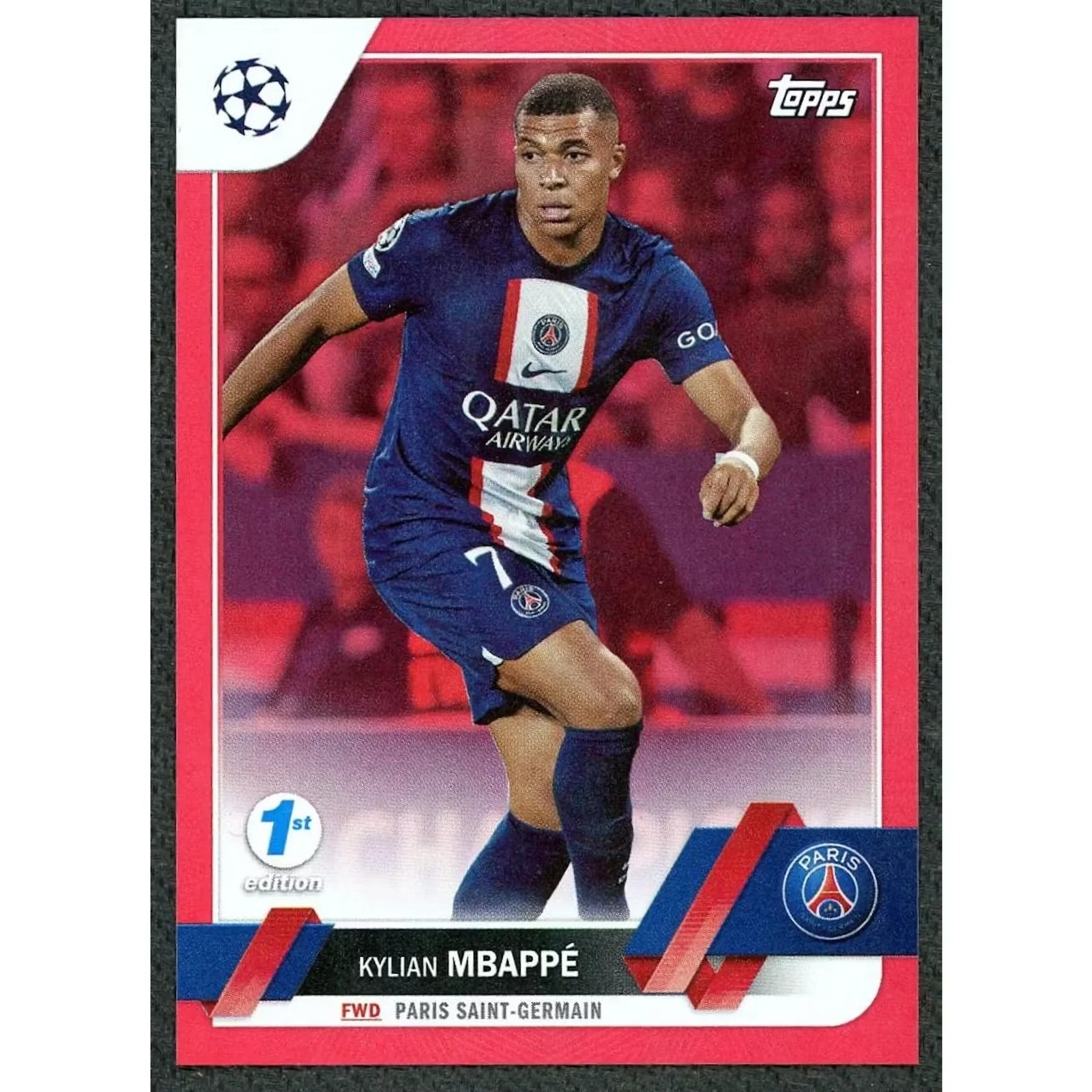 Kylian Mbappe 2022-23 Topps UCL 1st Edition Red Foil #100 Card |/5