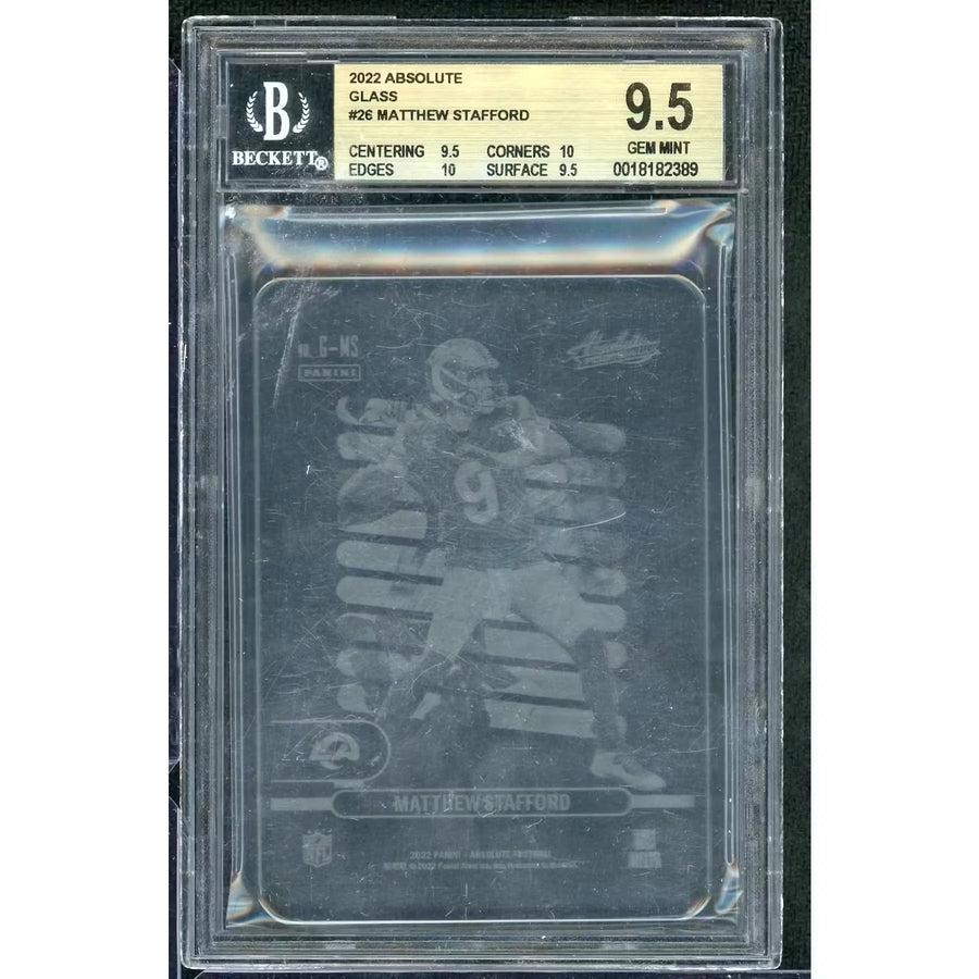 Matthew Stafford Signed 2022 Panini Absolute Glass Card #26 | BGS 9.5