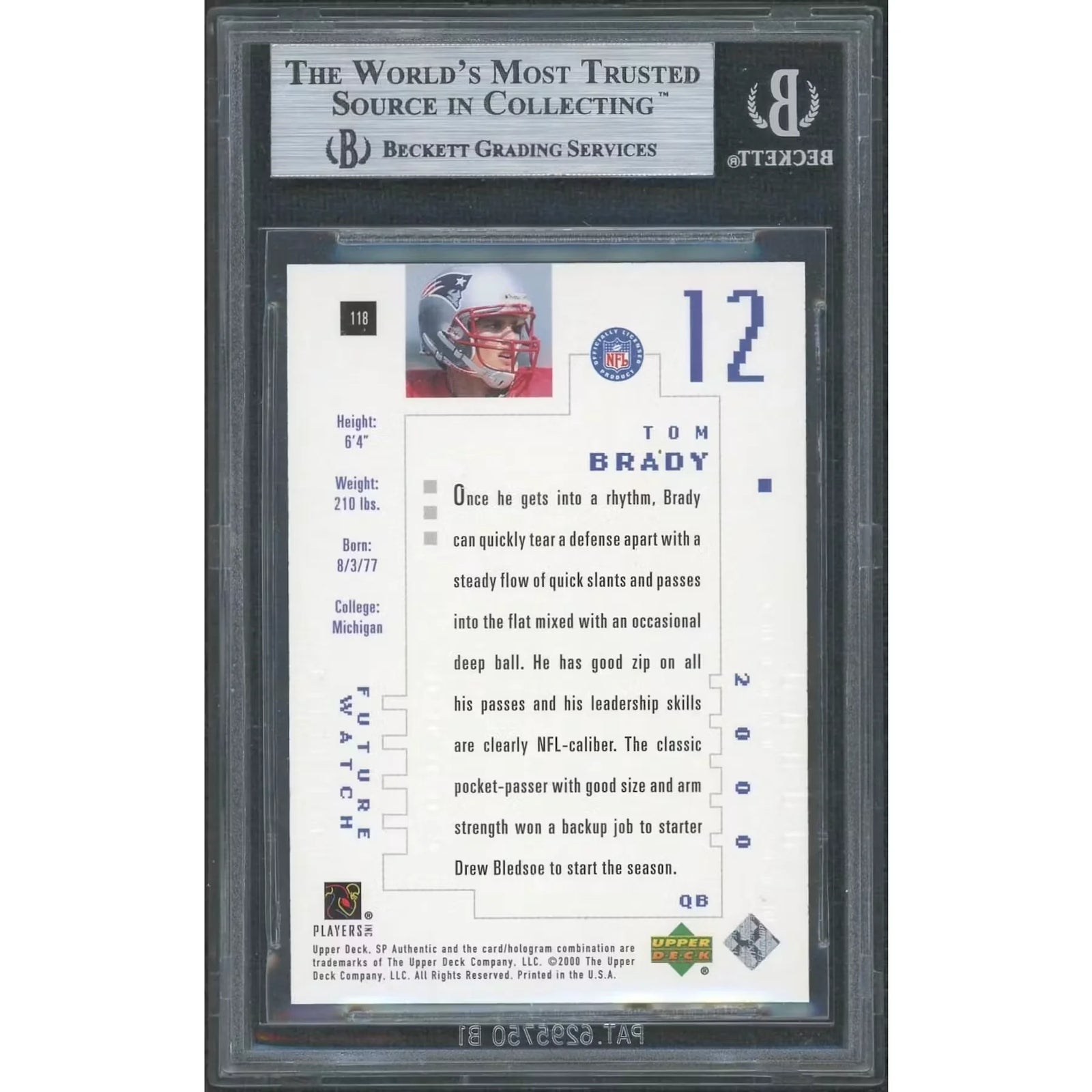 Tom Brady 2000 SP Authentic Rookie Card | BGS 9