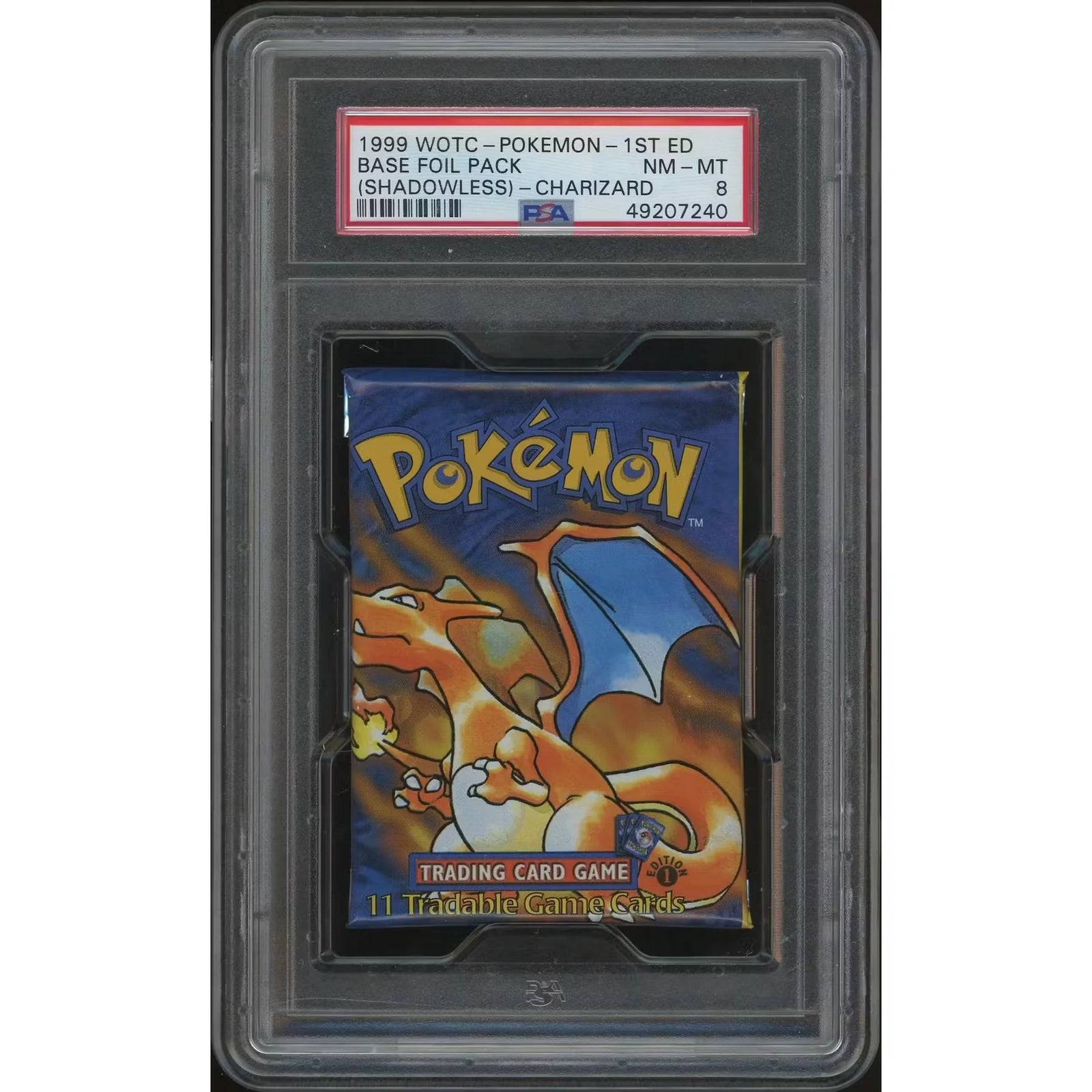 Pokemon Base Set 1st Edition Shadowless Booster Pack | Charizard Art PSA 8