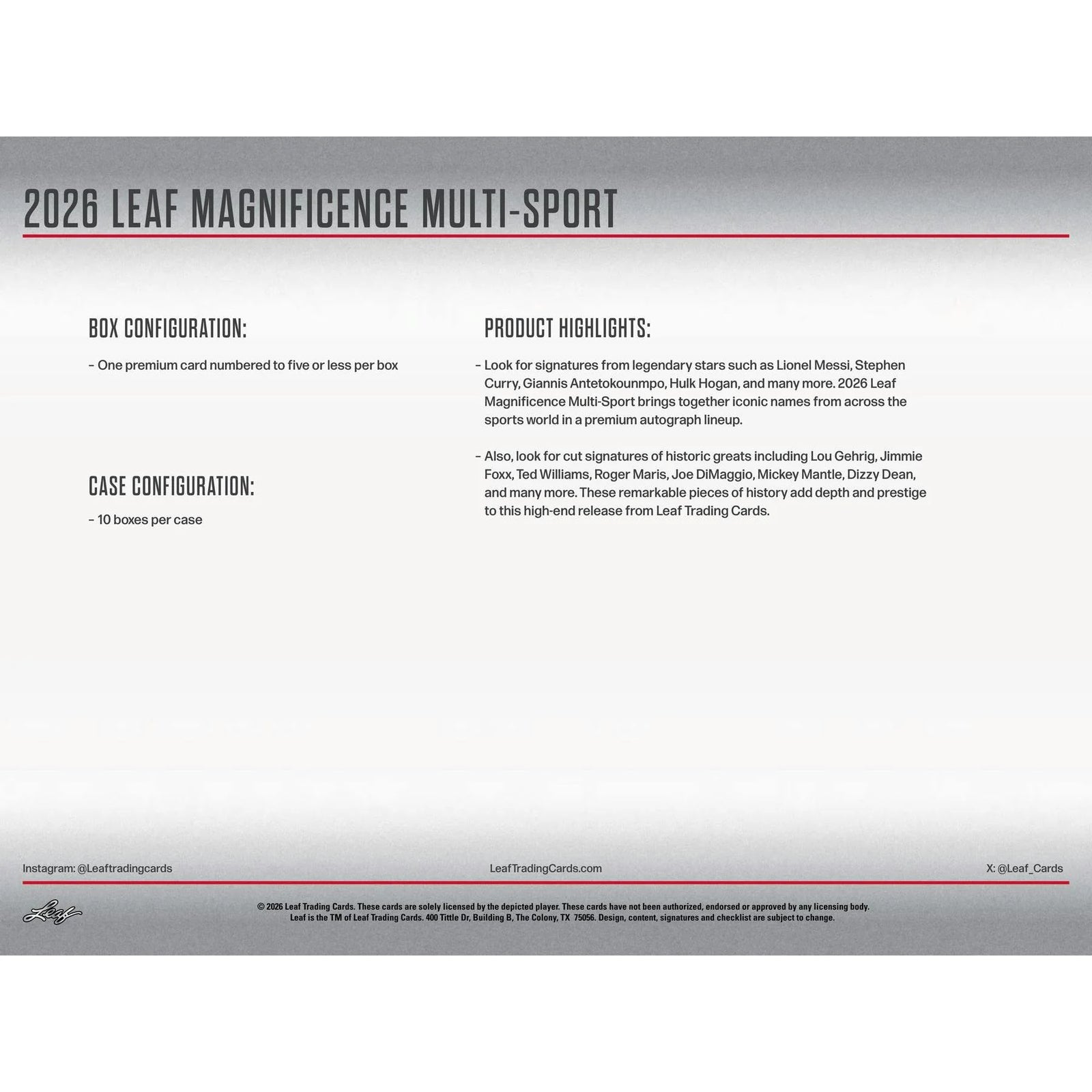 DRAFT - New 2026 Leaf Magnificence Hobby 10-Box Case