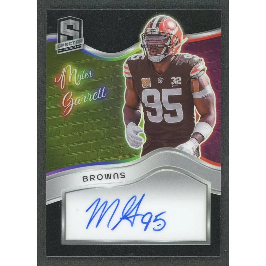 Myles Garrett Signed 2024 Panini Spectra Colorgraphs Card |/35