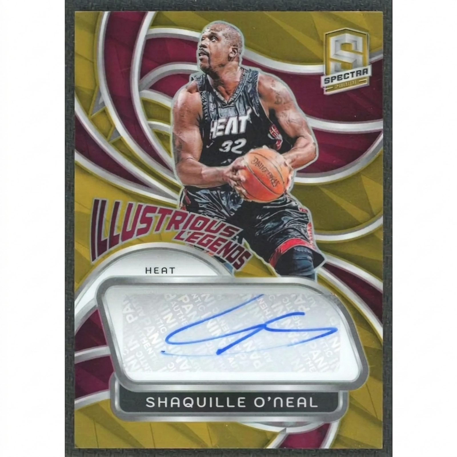 Shaquille O'Neal Signed 2023-24 Panini Spectra Illustrious Legends Card | Gold Auto/10