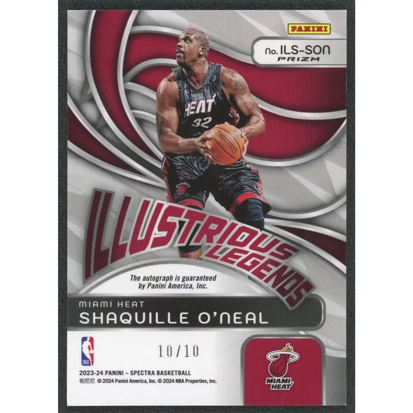 Shaquille O'Neal Signed 2023-24 Panini Spectra Illustrious Legends Card | Gold Auto/10