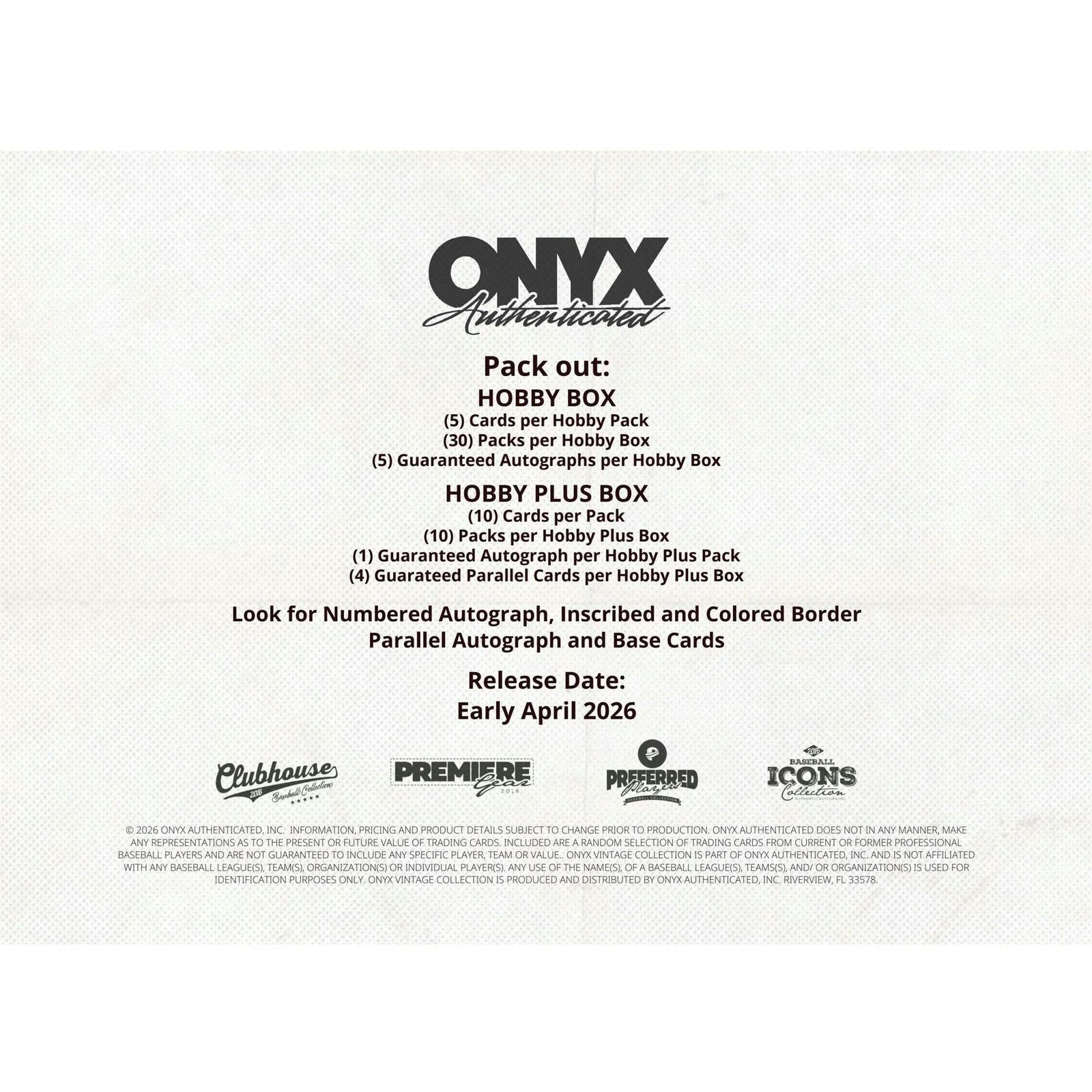 DRAFT - New 2026 Onyx Vintage Baseball Hobby 6-Box Case
