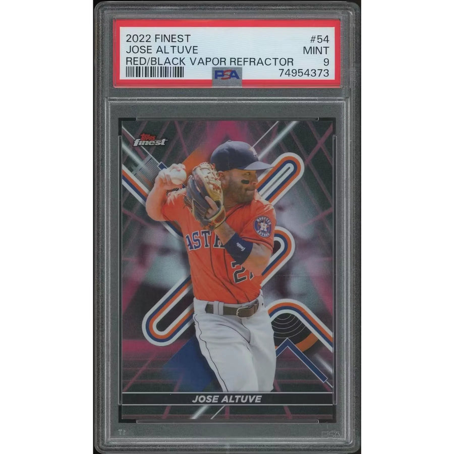 Jose Altuve 2022 Topps Finest Baseball Card #54 | Red Black Vapor Refractor PSA 9