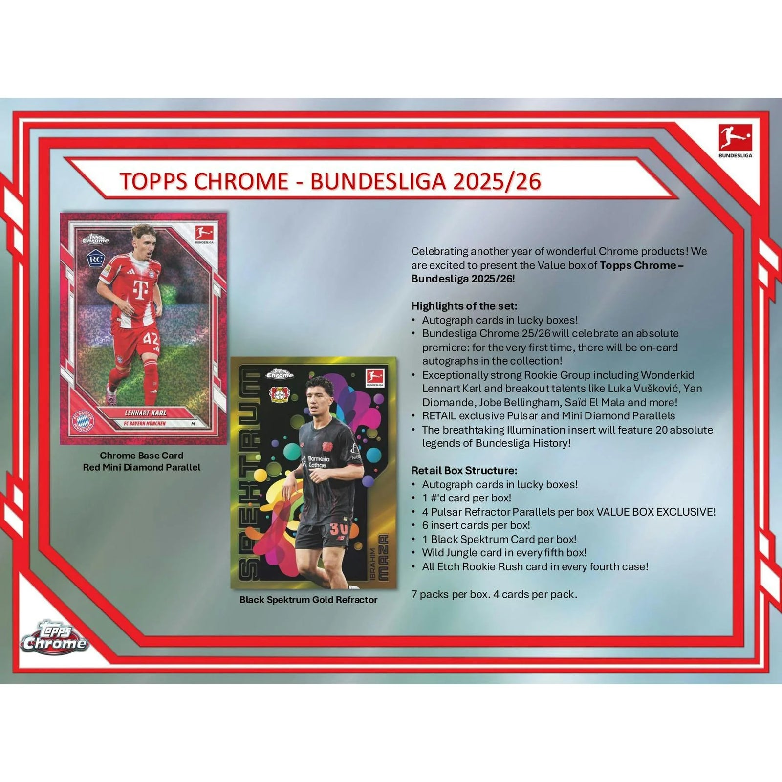 DRAFT - Just In 2025/26 Topps Chrome Bundesliga Soccer Blaster Box