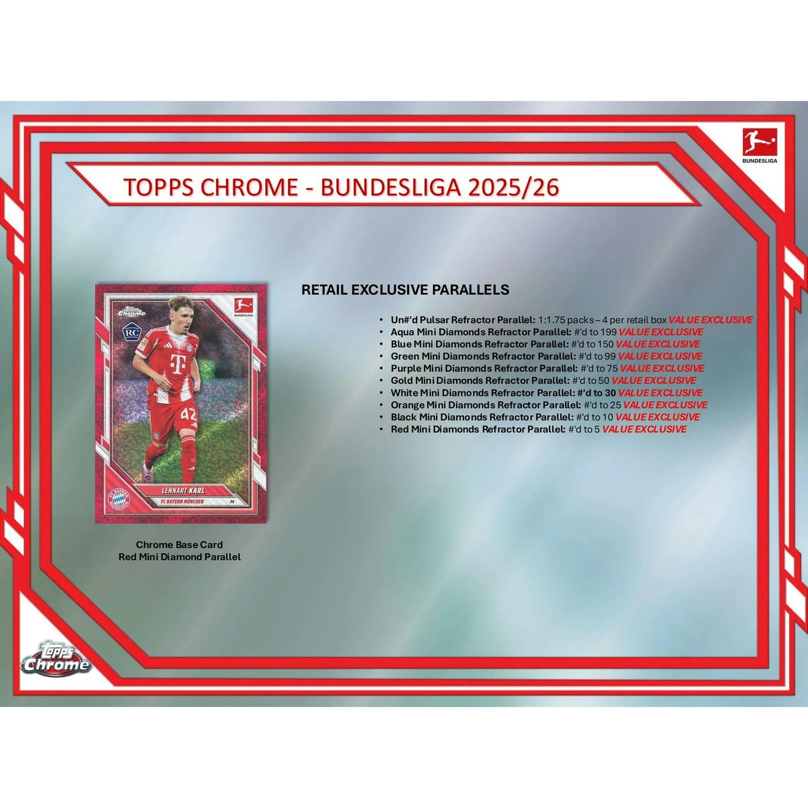 DRAFT - Just In 2025/26 Topps Chrome Bundesliga Soccer Blaster Box