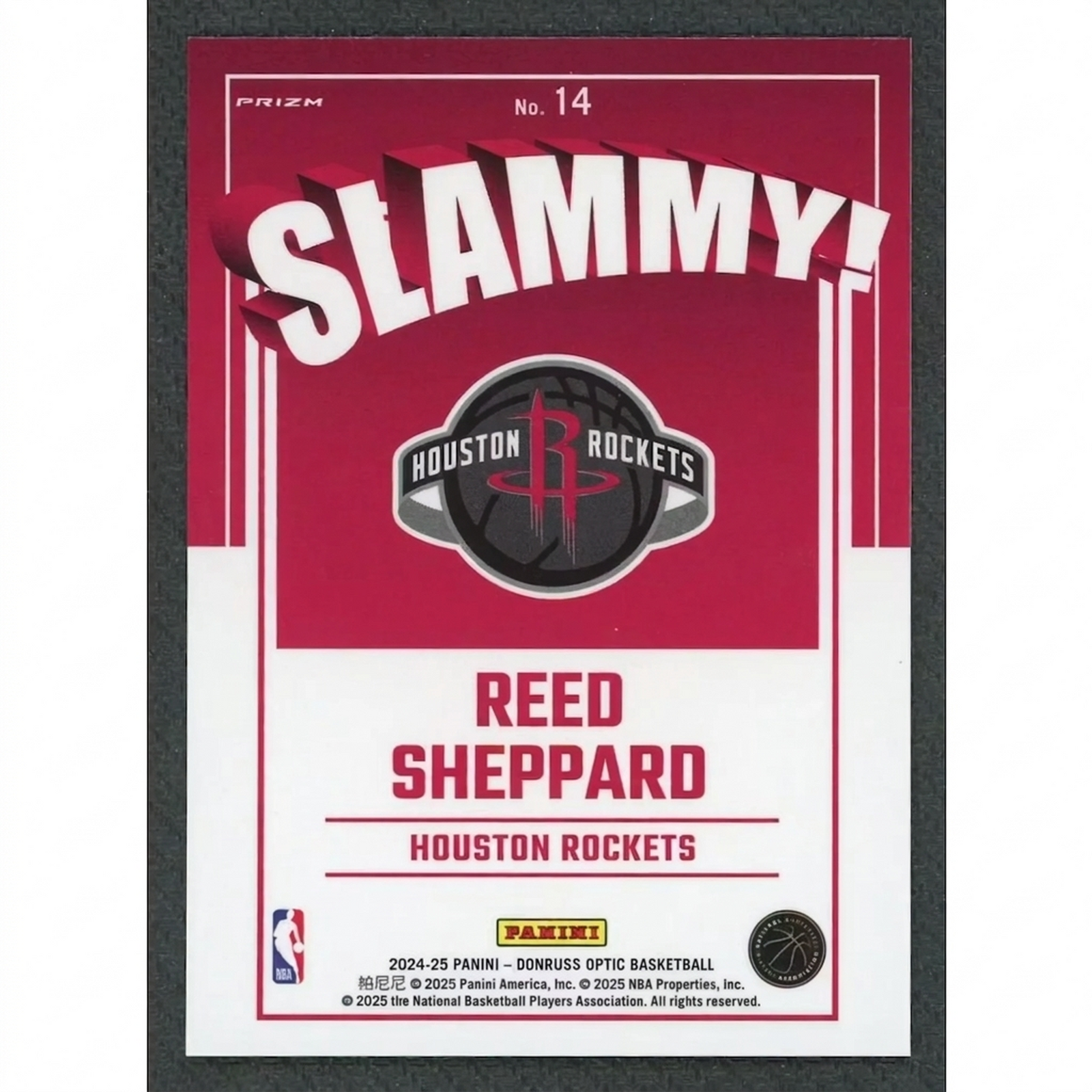 Reed Sheppard 2024-25 Panini Donruss Optic Slammy Rookie