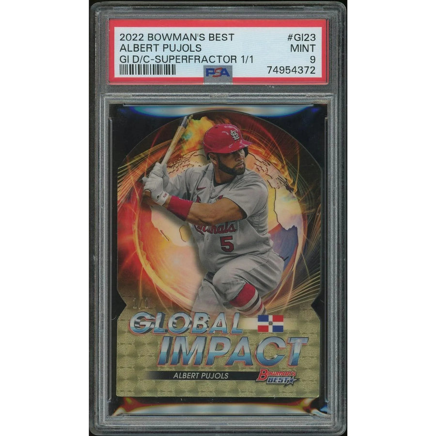 Albert Pujols 2022 Bowman's Best Global Impact Superfractor #1/1 | PSA 9