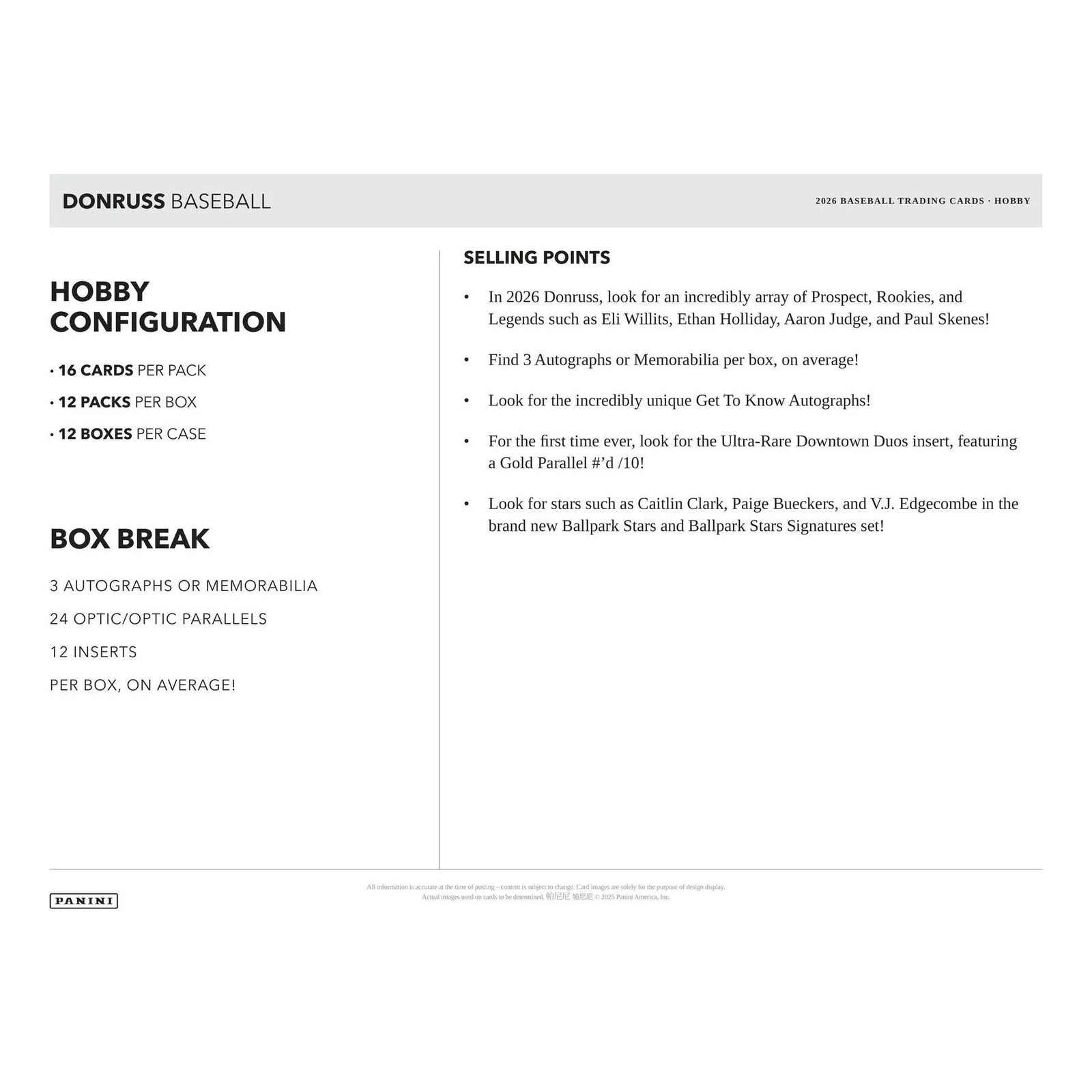 DRAFT - Presell 2026 Panini Donruss Baseball Hobby Box (Presell) Releases May. 27th, 2026