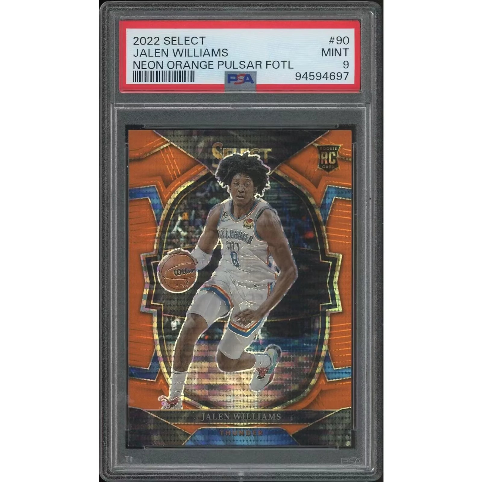Jalen Williams 2022-23 Panini Select FOTL Rookie Card | Neon Orange Pulsar PSA 9