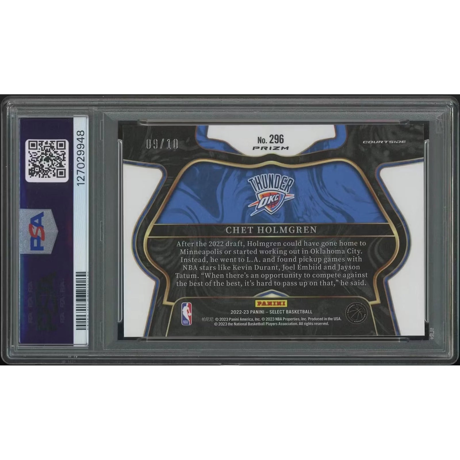 Chet Holmgren 2022-23 Panini Select #296 Gold Flash Rookie | PSA 9