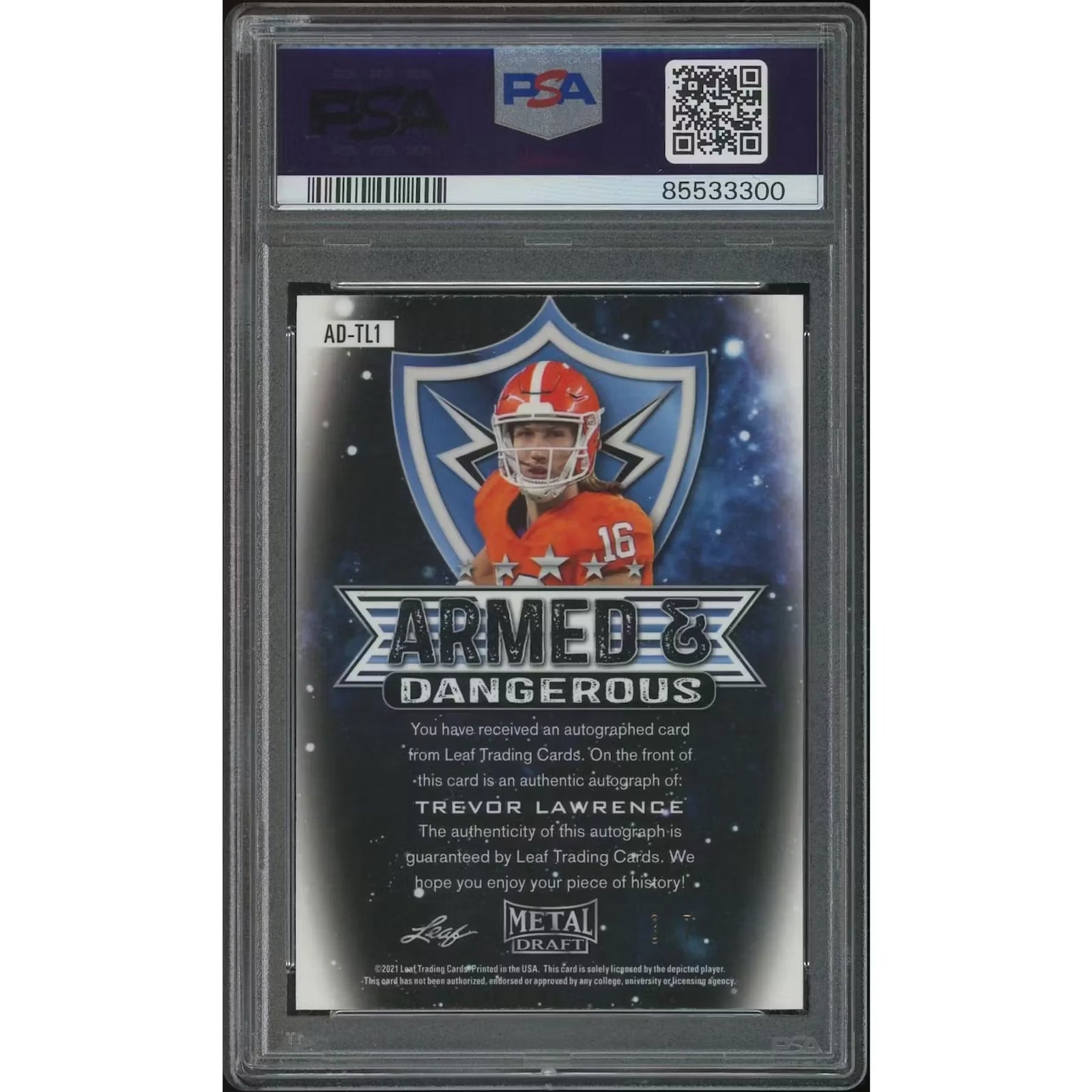 Trevor Lawrence Signed 2021 Leaf Metal Draft Rookie Card | Green Crystal #3/7 PSA 10