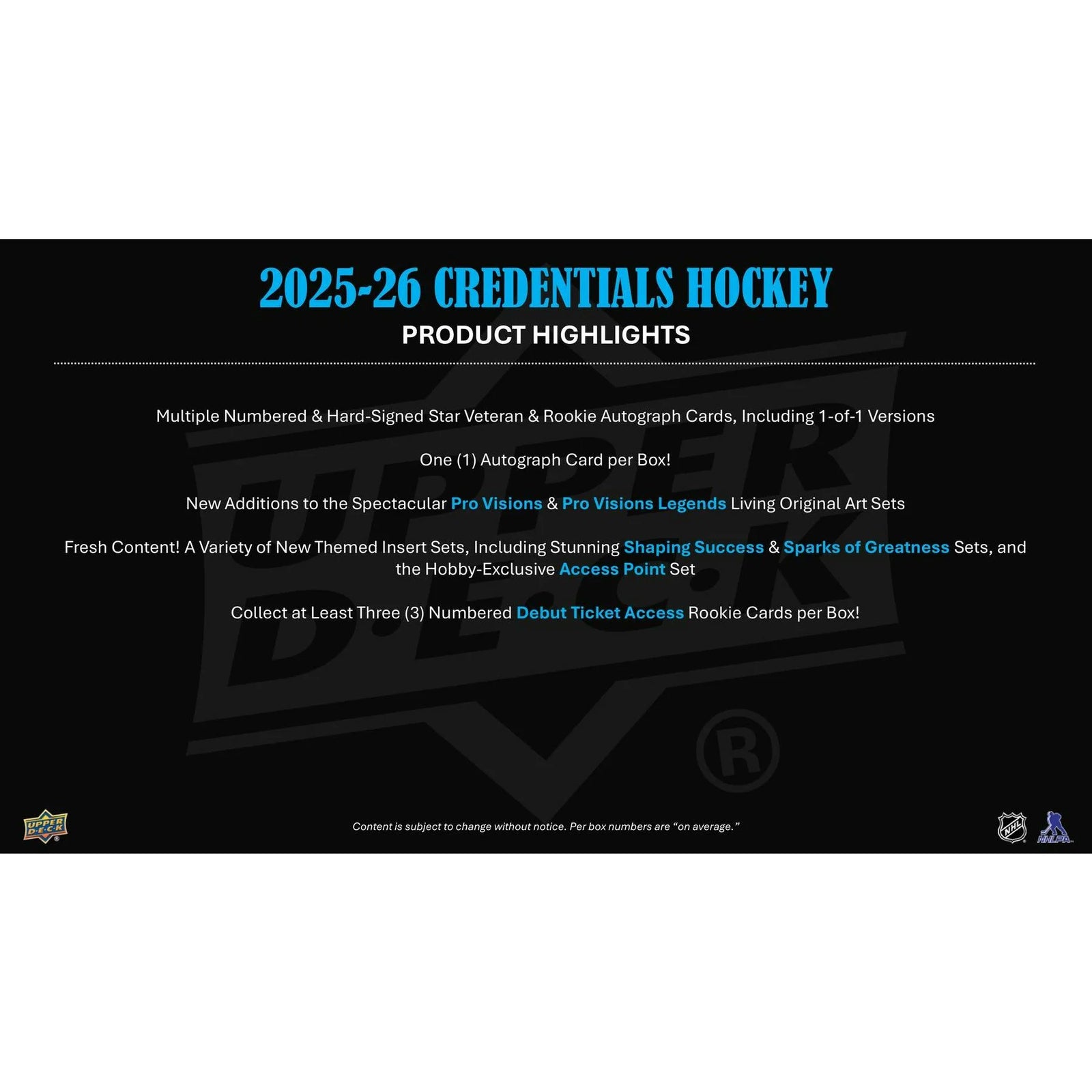 DRAFT - 2025/26 Upper Deck Credentials Hockey Hobby Box | Sealed