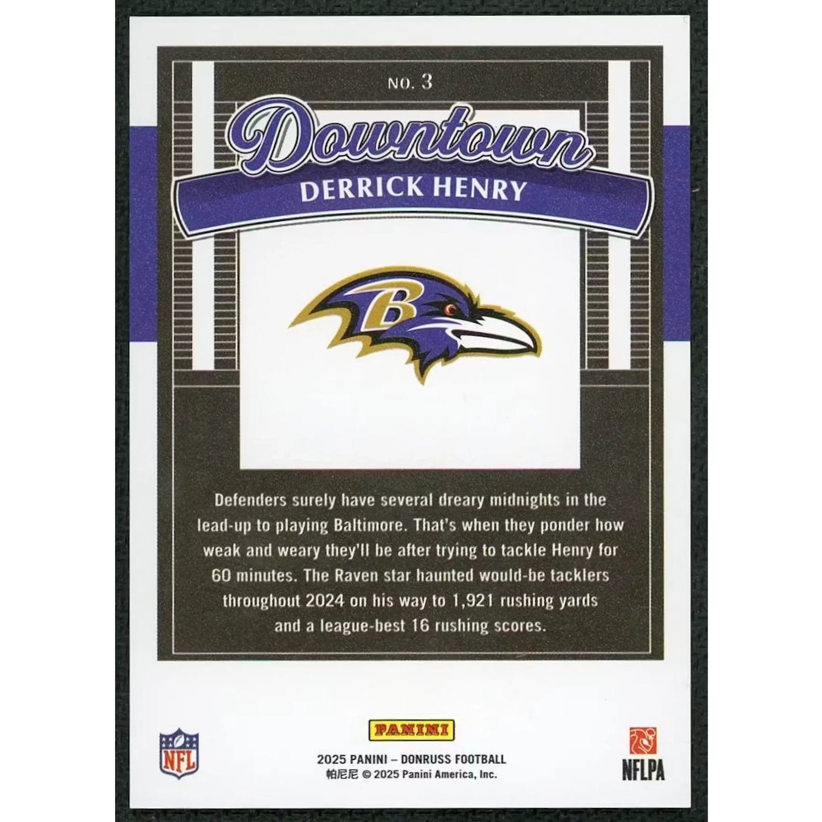 Derrick Henry 2025 Panini Donruss Downtown #3 Card