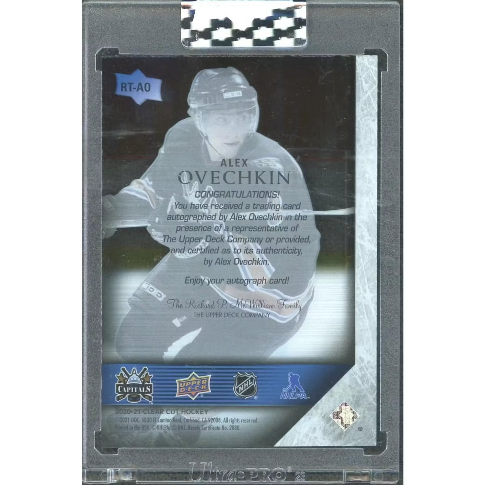 Alex Ovechkin Signed 2020-21 Upper Deck Clear Cut Card | Young Guns Tribute Auto