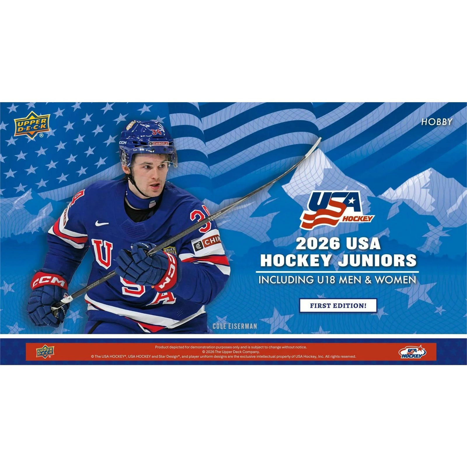 DRAFT - Presell 2026 Upper Deck Team USA Juniors Hockey Hobby 12-Box Case (Presell) Releases Sep. 16th, 2026