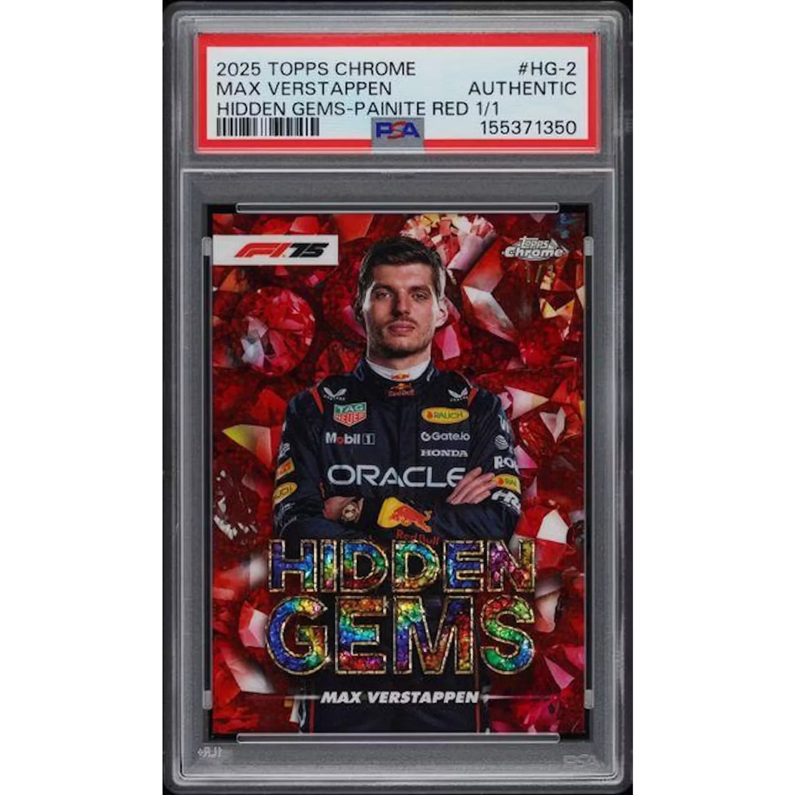 2025 Topps Chrome Max Verstappen Hidden Gems Painite Red 1/1 Sapphire