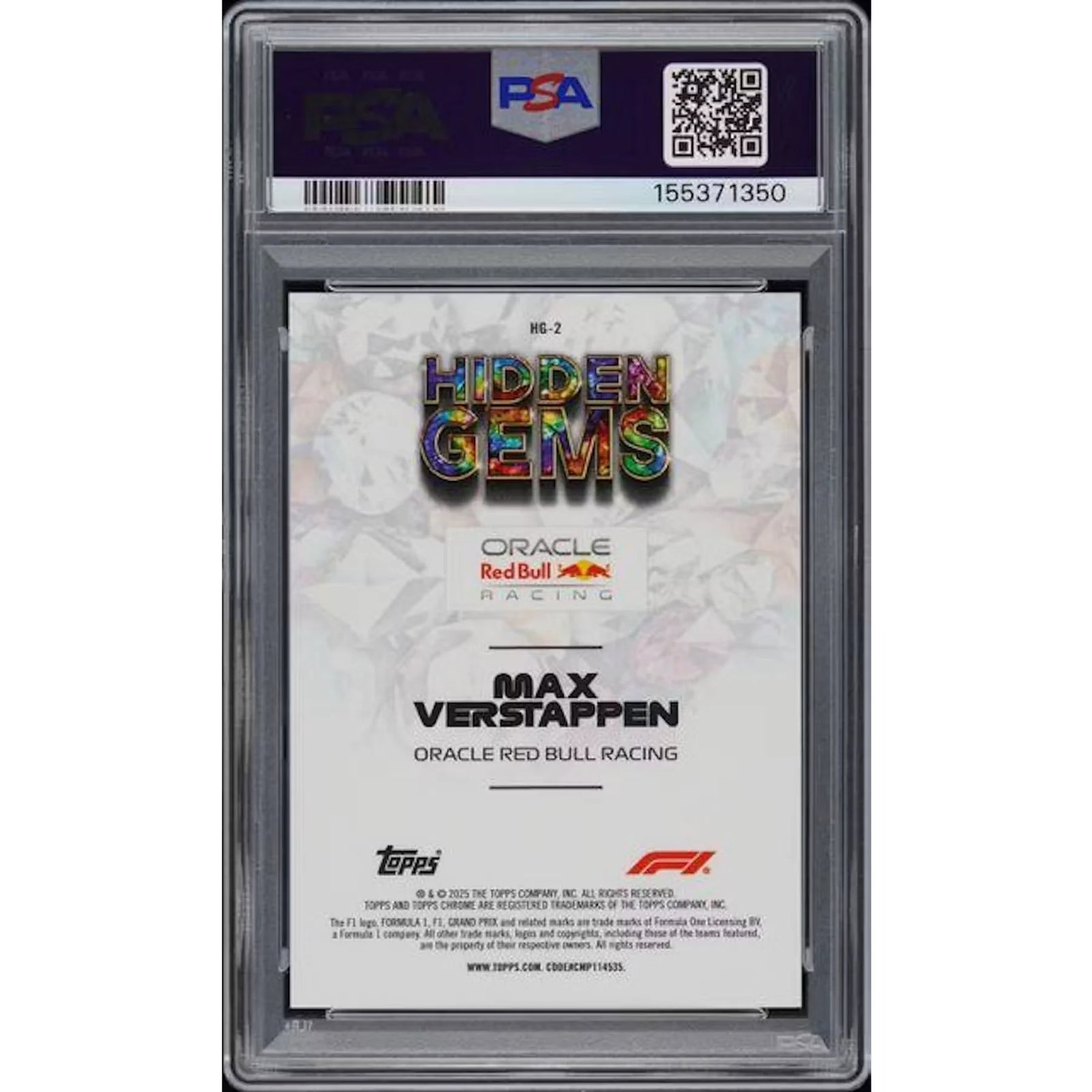 2025 Topps Chrome Max Verstappen Hidden Gems Painite Red 1/1 Sapphire